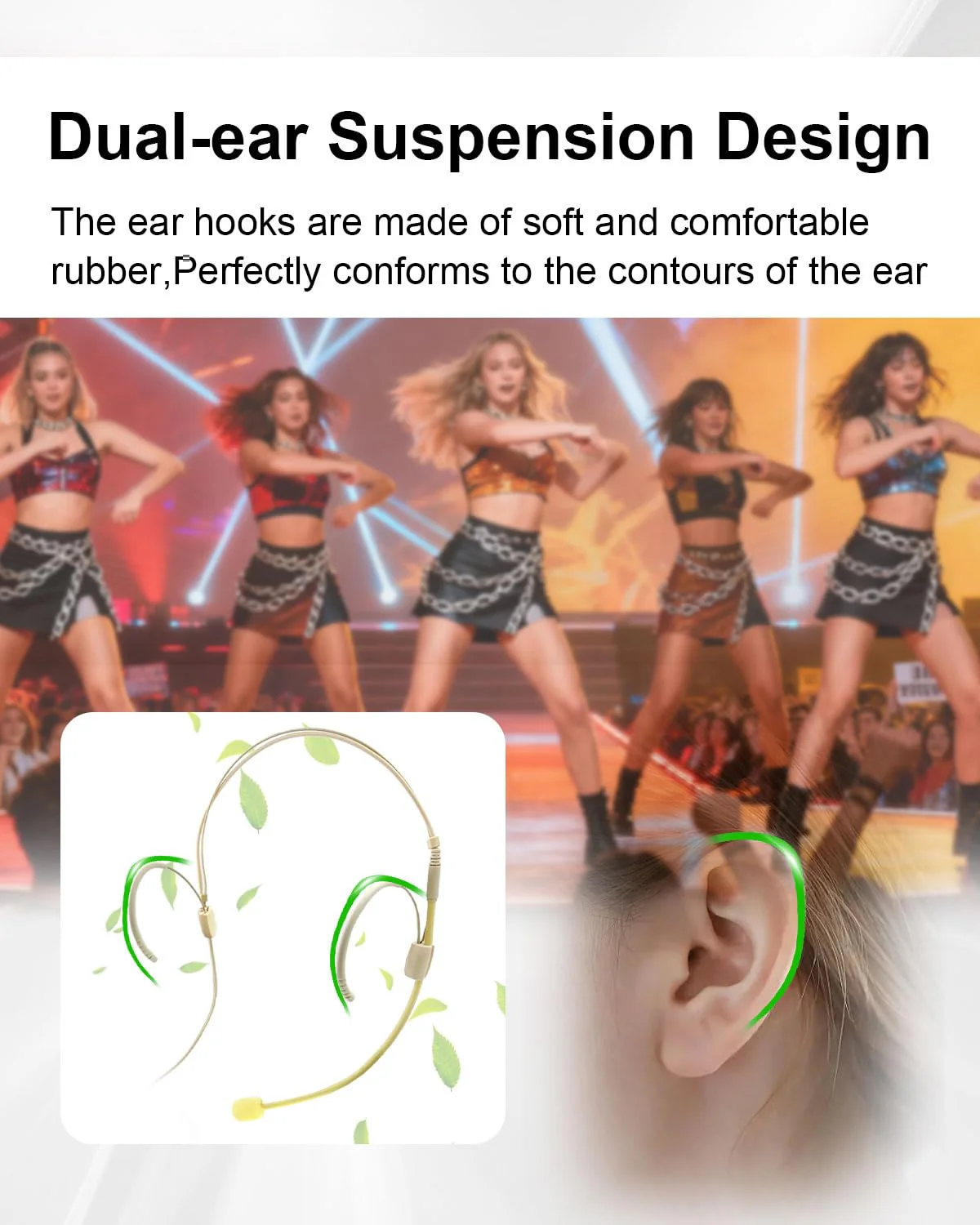 Double Earset Over Headworn Mic, Professional Headset Microphone for Shure Wireless System with Mini XLR 4 Pin TA4F Plug for Performance Theater Lecture, 1.5M/4.92FT Only for Shure Wireless System - Image 4