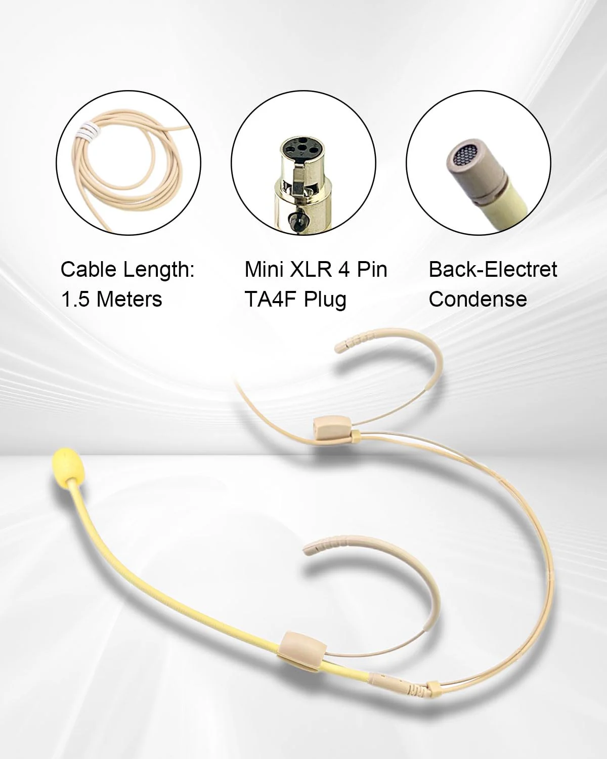 Double Earset Over Headworn Mic, Professional Headset Microphone for Shure Wireless System with Mini XLR 4 Pin TA4F Plug for Performance Theater Lecture, 1.5M/4.92FT Only for Shure Wireless System - Image 6
