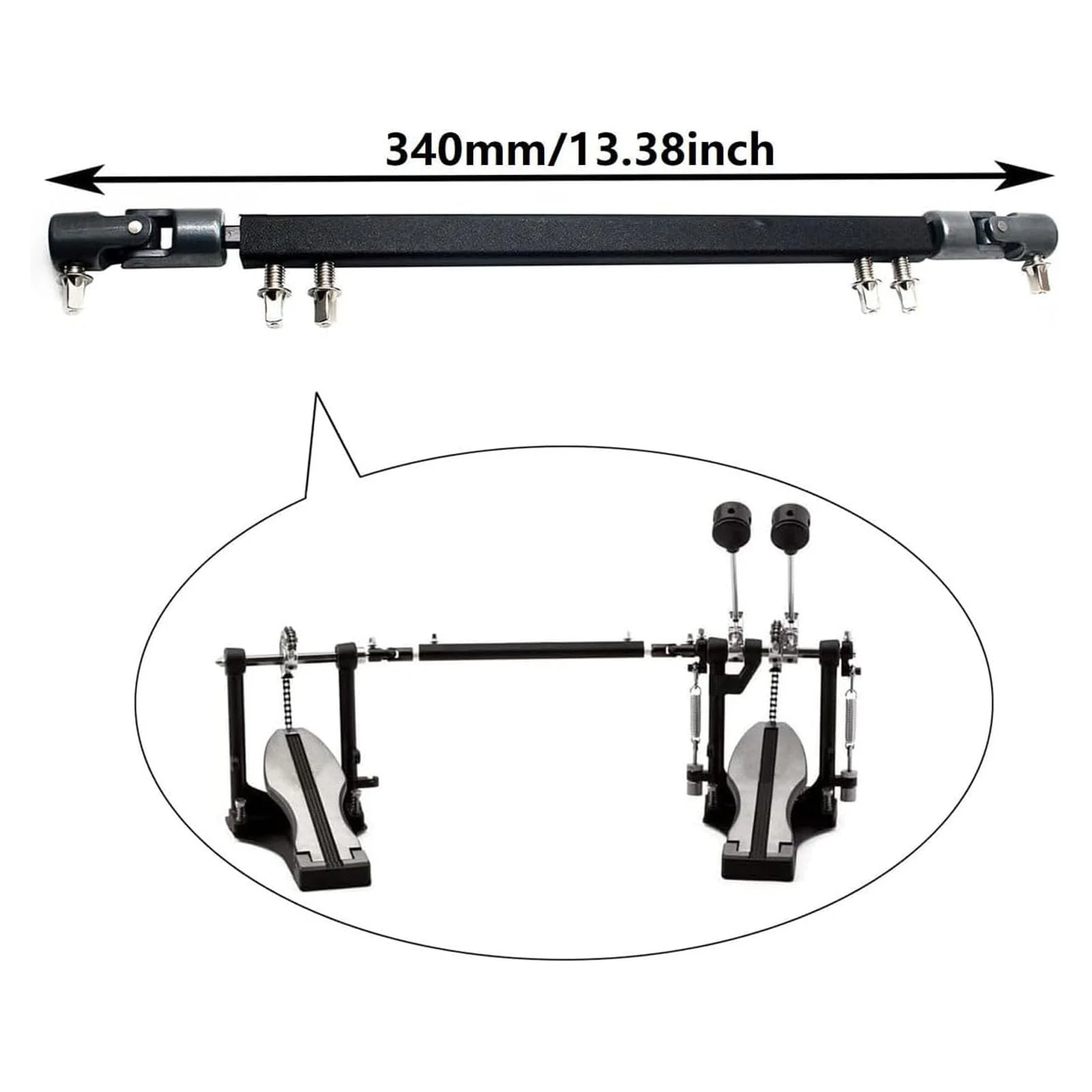 Double Kick Drum Pedal Drive Shaft Steel Bass Drum Pedal Linkage Connector Arm for Drum Kit Percussion Instrument Parts (Black) Black - Image 3