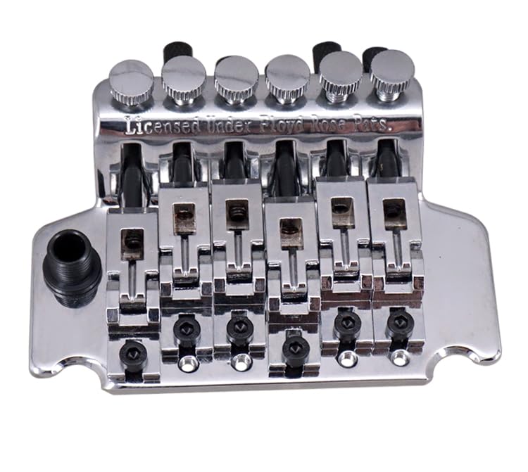 Double Locking Tremolo Bridge System for 6-String Electric Guitar For Floyd Rose Type, Gold/Chrome Upgrade Kit with Vibrato Arm And Neck Lock (Compatible with Strat Style Guitars) (Silver) Silver - Image 3