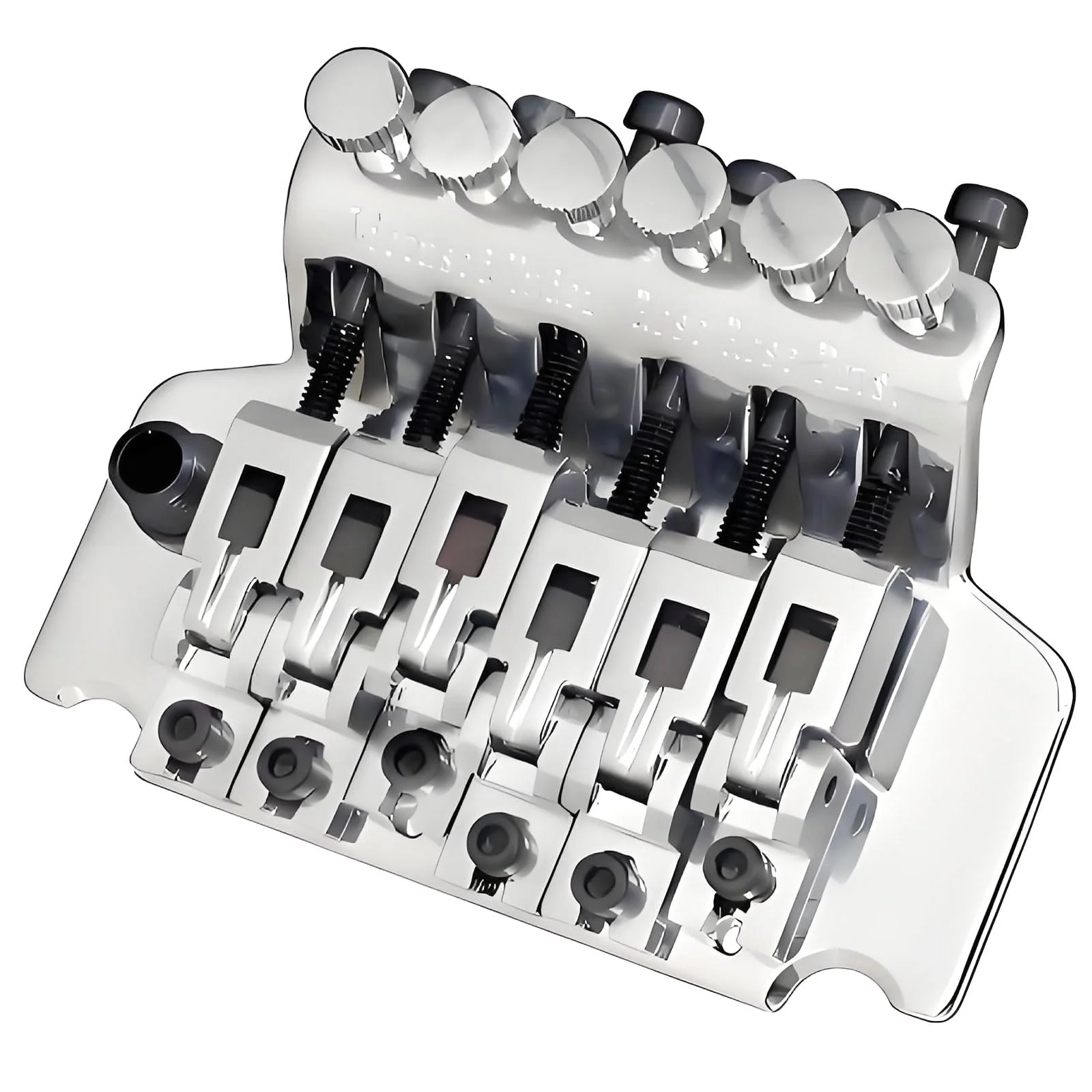 Double Locking Tremolo Bridge System with Arm - Compatible with Floyd Rose & Strat Replacement| Chrome Upgrade Kit for Electric Guitars (Silver) Silver - Image 7