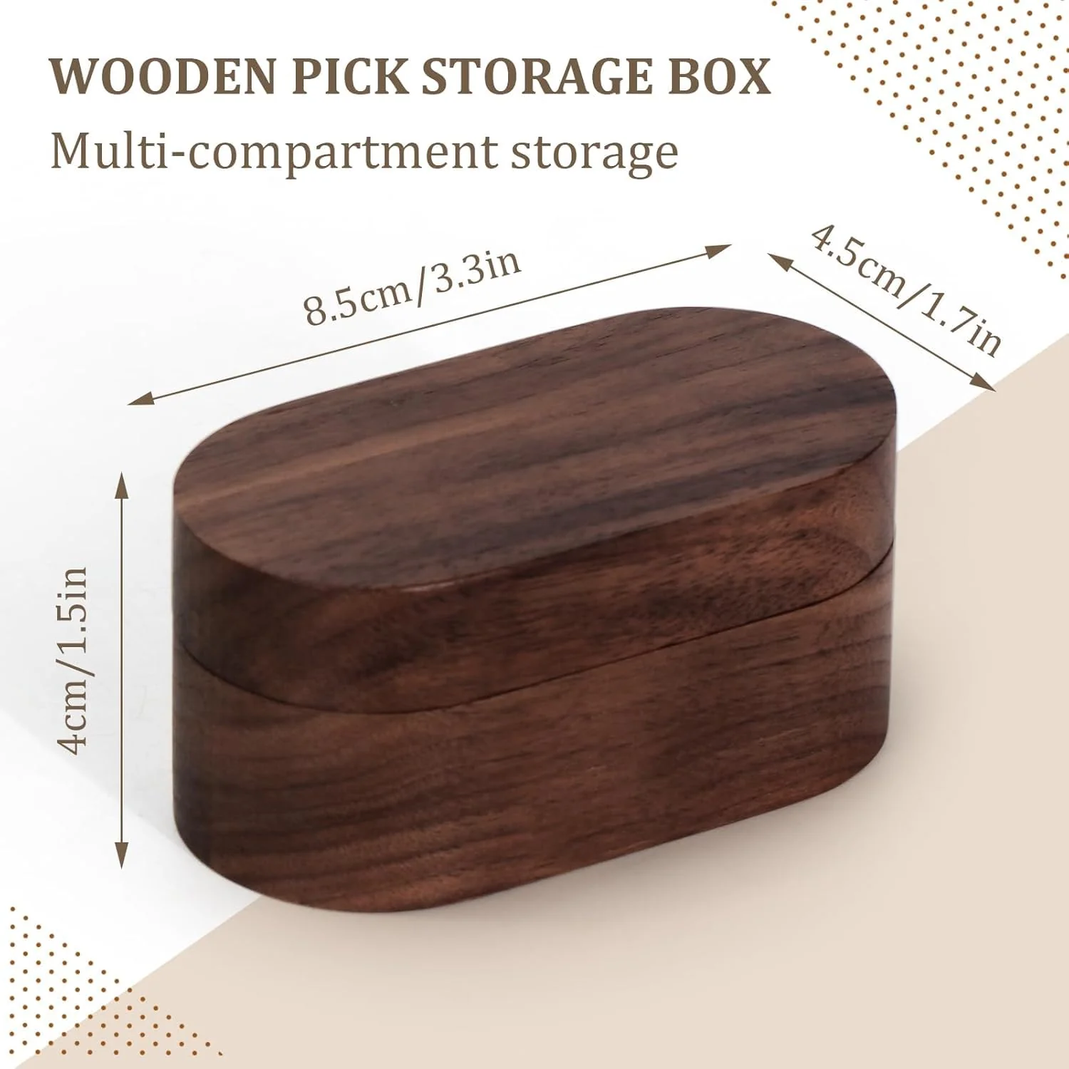 DoubleCare Walnut Guitar Pick Case Set with 12 Celluloid Picks in 3 Thicknesses, Premium Guitar Pick Holder, Mini Jewelry Box, Guitar and Bass Gift for Son, Mother, Father, Friend, Teacher Brown - Image 5