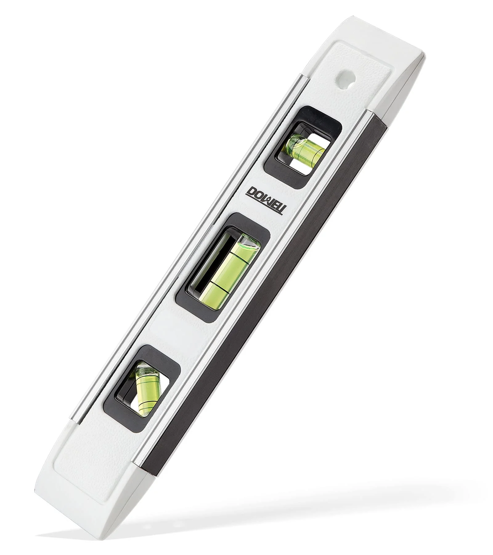 DOWELL Magnetic Torpedo Level 23cm Mini Dragonfly Spirit Level with Aluminum Frame 180/90/45 Degrees (1 Piece, White) 1