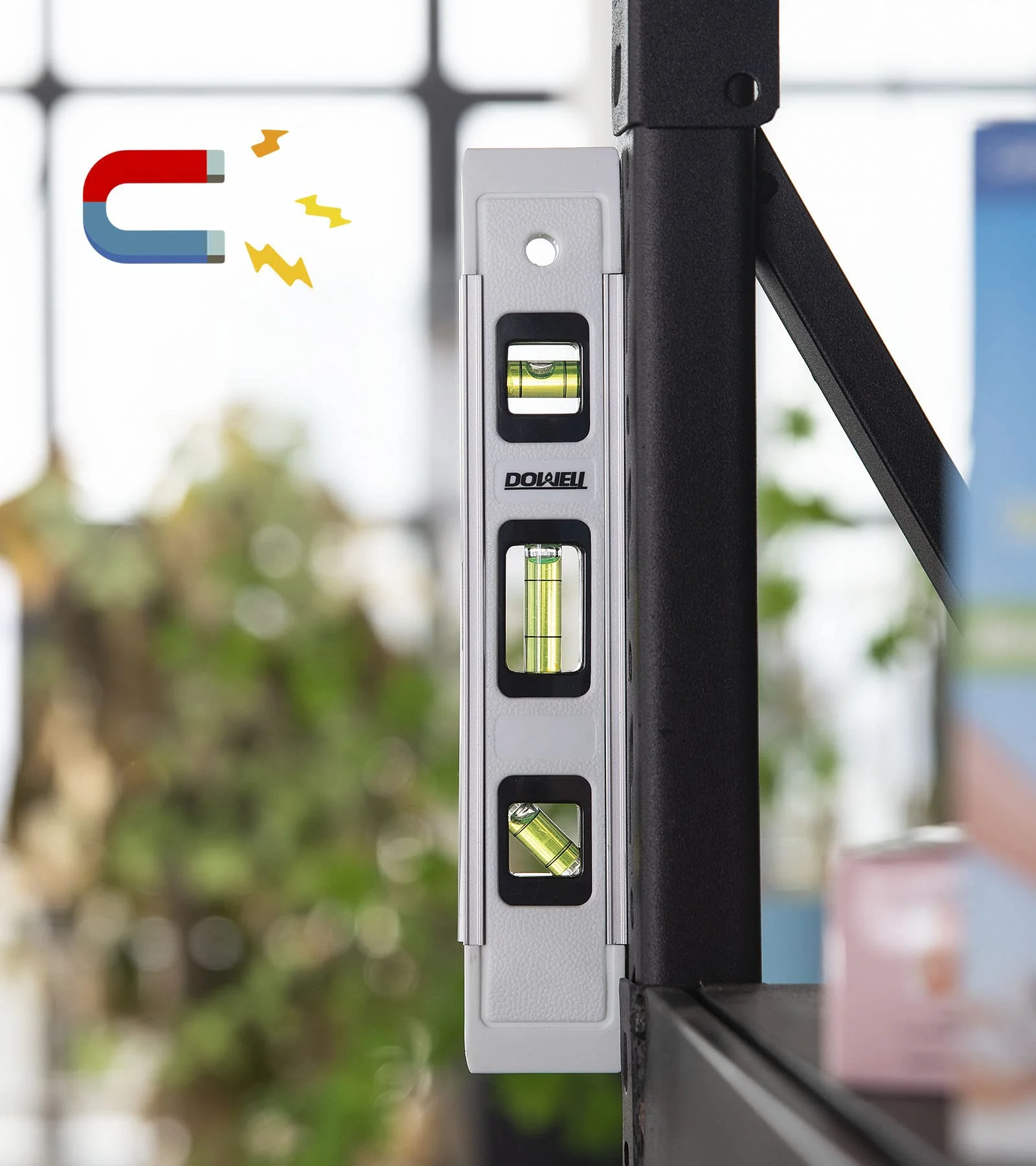 DOWELL Magnetic Torpedo Level 23cm Mini Dragonfly Spirit Level with Aluminum Frame 180/90/45 Degrees (1 Piece, White) 1 - Image 5