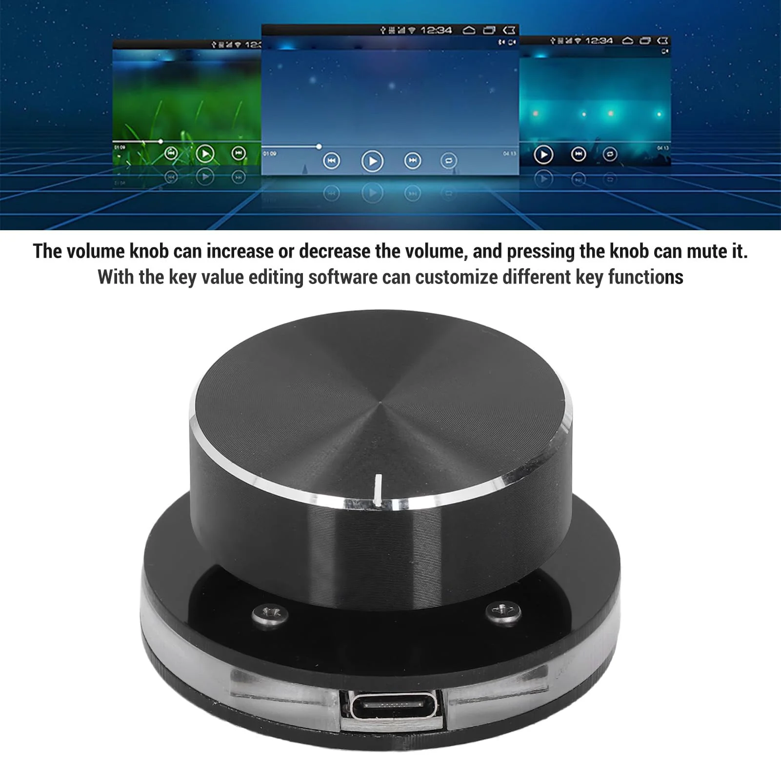 Dpofirs USB Volume Control, Multimedia Sound Controller Knob, with RGB Light, PC Volume Control Knob, with One Key Mute Function, Type C External Media Adjustment Controller - Image 6