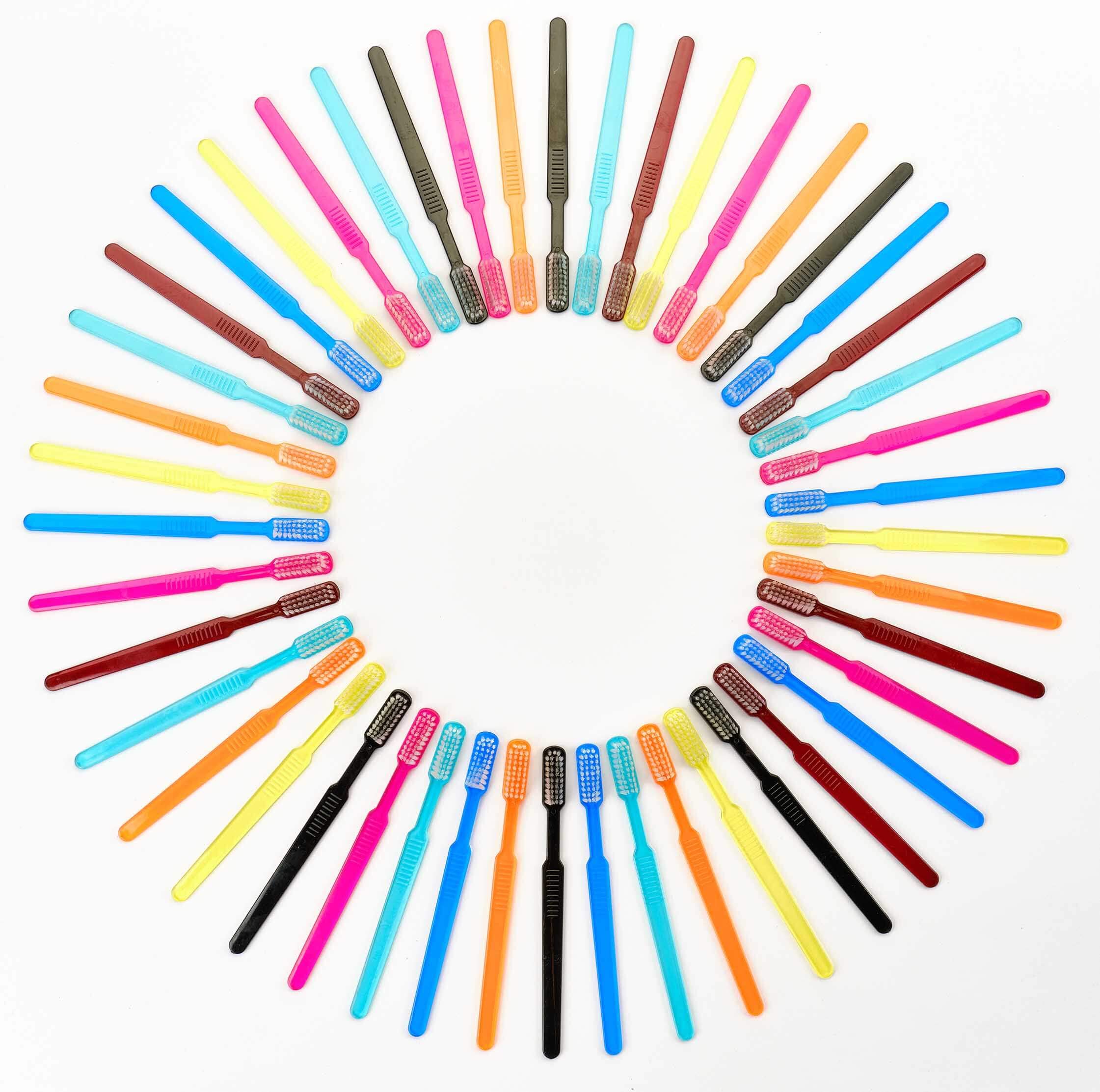 Dr. Bauer Disposable Toothbrushes with Toothpaste Pack of 100 Blue-red-pink-black 100 stück (1er Pack) - Image 4