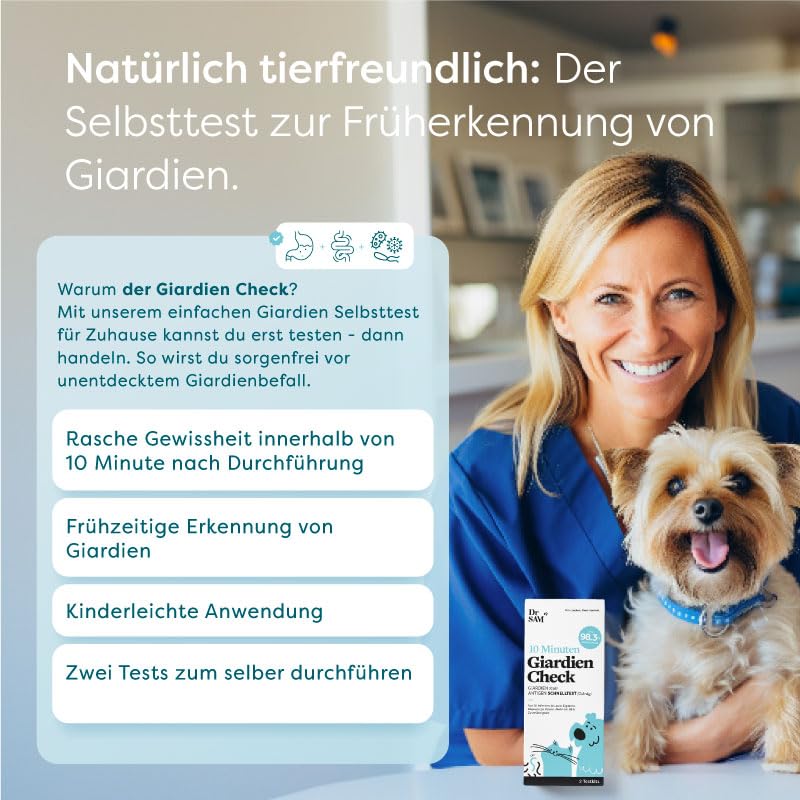 Dr. Sam Giardien Rapid Test for Dogs and Cats - Includes Veterinarian Advice, 2 Giardia Tests for Home, for Intestinal Parasites and Diarrhoea, Fast Result and High Reliability 2er Set - Image 3