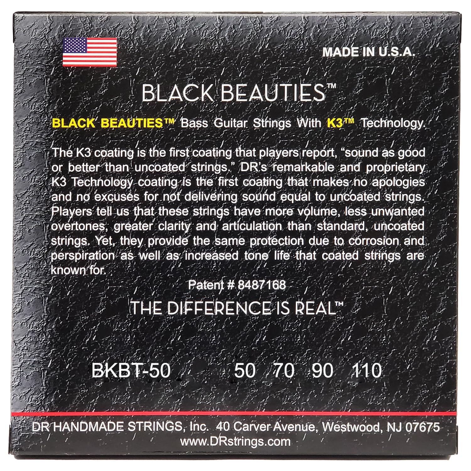 DR Strings Bass Guitar Strings, Black Beauties - Black Coated, 50-110 (BKBT-50) 4-String(50-110) - Image 6