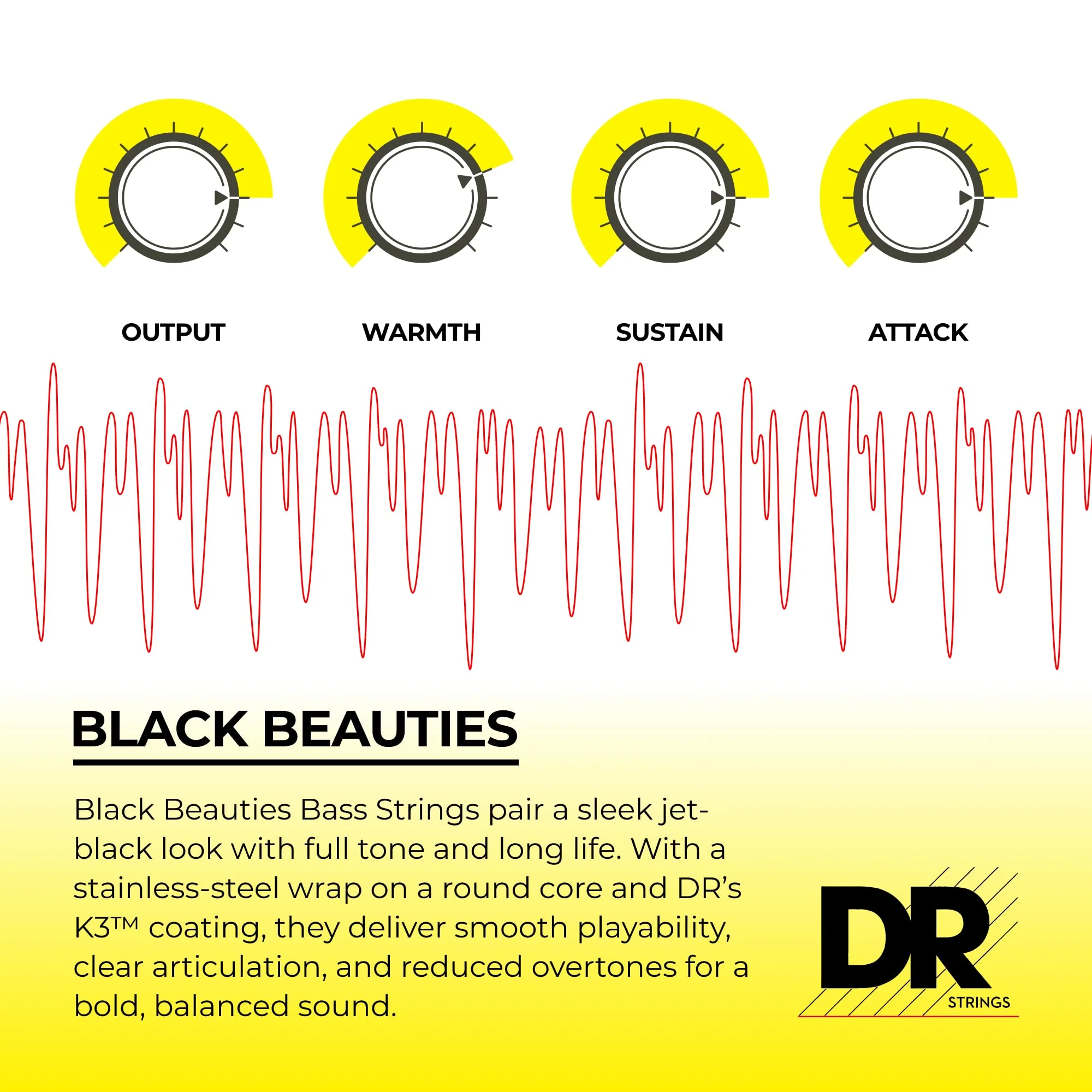 DR Strings Black Beauties BKB-45 Coated Black Bass Guitar Strings – Medium Gauge, Medium Scale 4-String(45-105) - Image 4