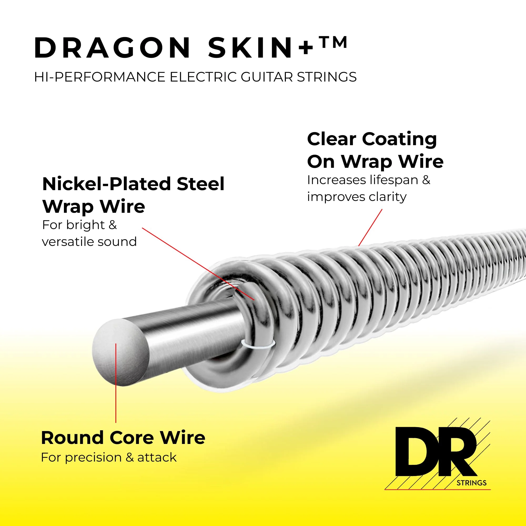 DR Strings DRAGON SKIN+ - Coated Quantum Nickel Electric Guitar Strings – DEQ-11 – Superior Sound with Comfortable Feel & Long Life – Heavy 11-50 DEQ-11 Heavy 11-50 - Image 2