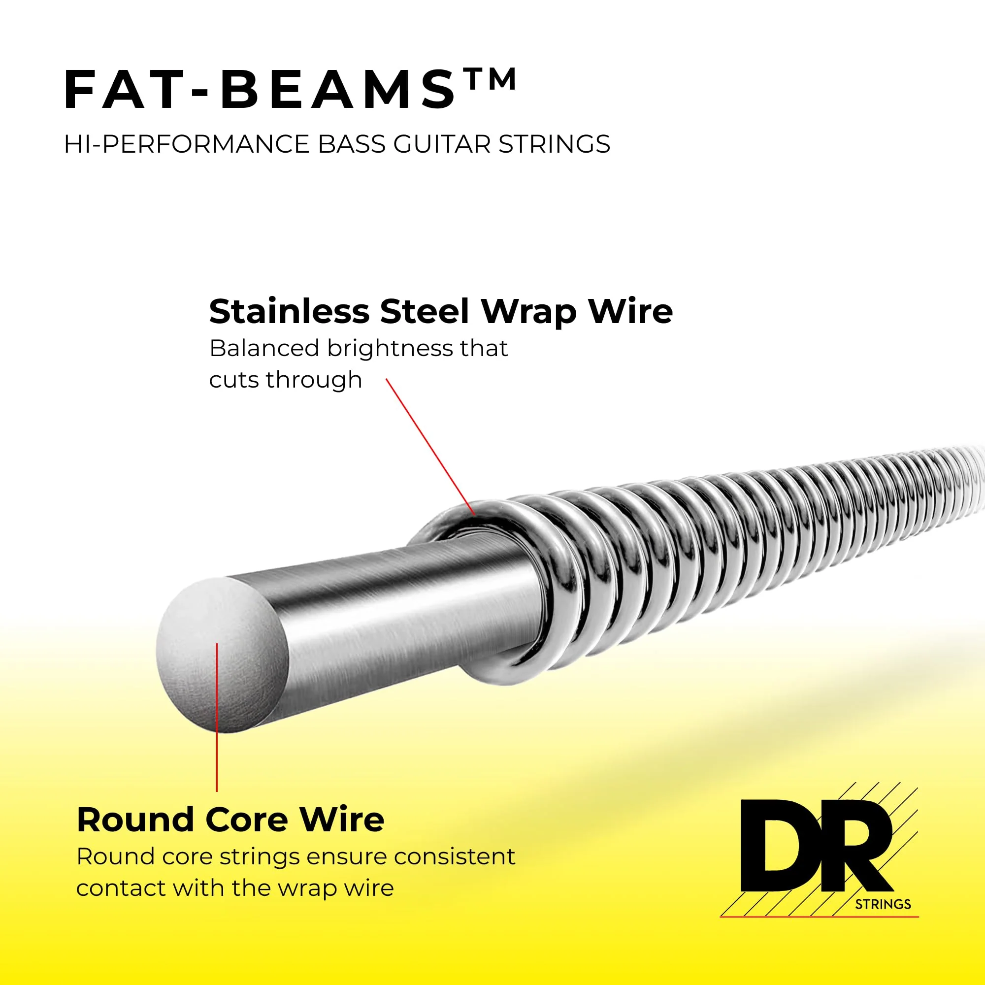 DR Strings FAT-BEAM Bass Guitar Strings (FB5-45), Silver - Image 5