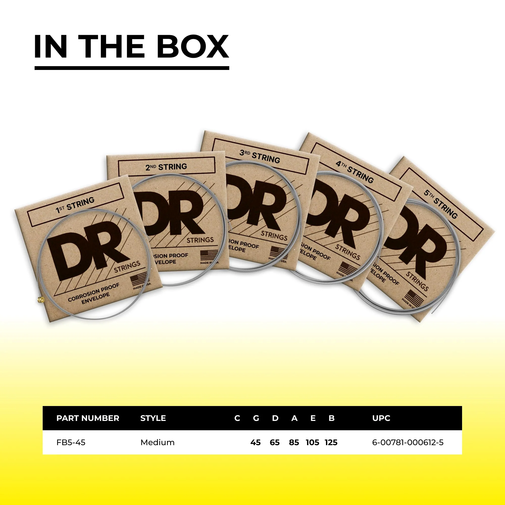 DR Strings FAT-BEAM Bass Guitar Strings (FB5-45), Silver - Image 7