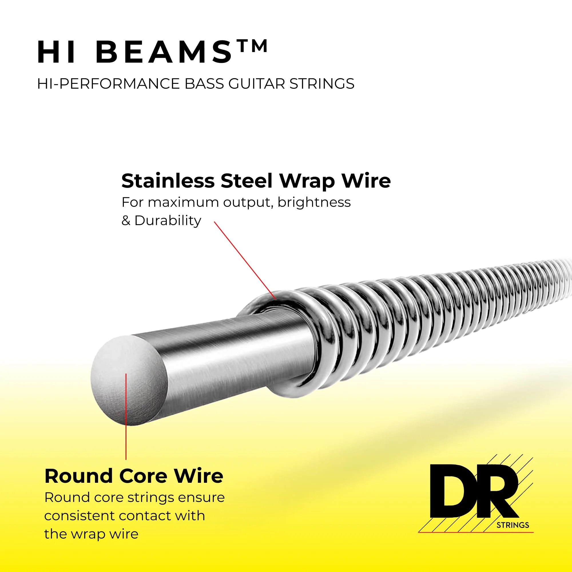 DR Strings Hi-Beam - Stainless Steel Round Core 40-95 LLR-40 HI-BEAM™: Extra Light 40-95 - Image 2