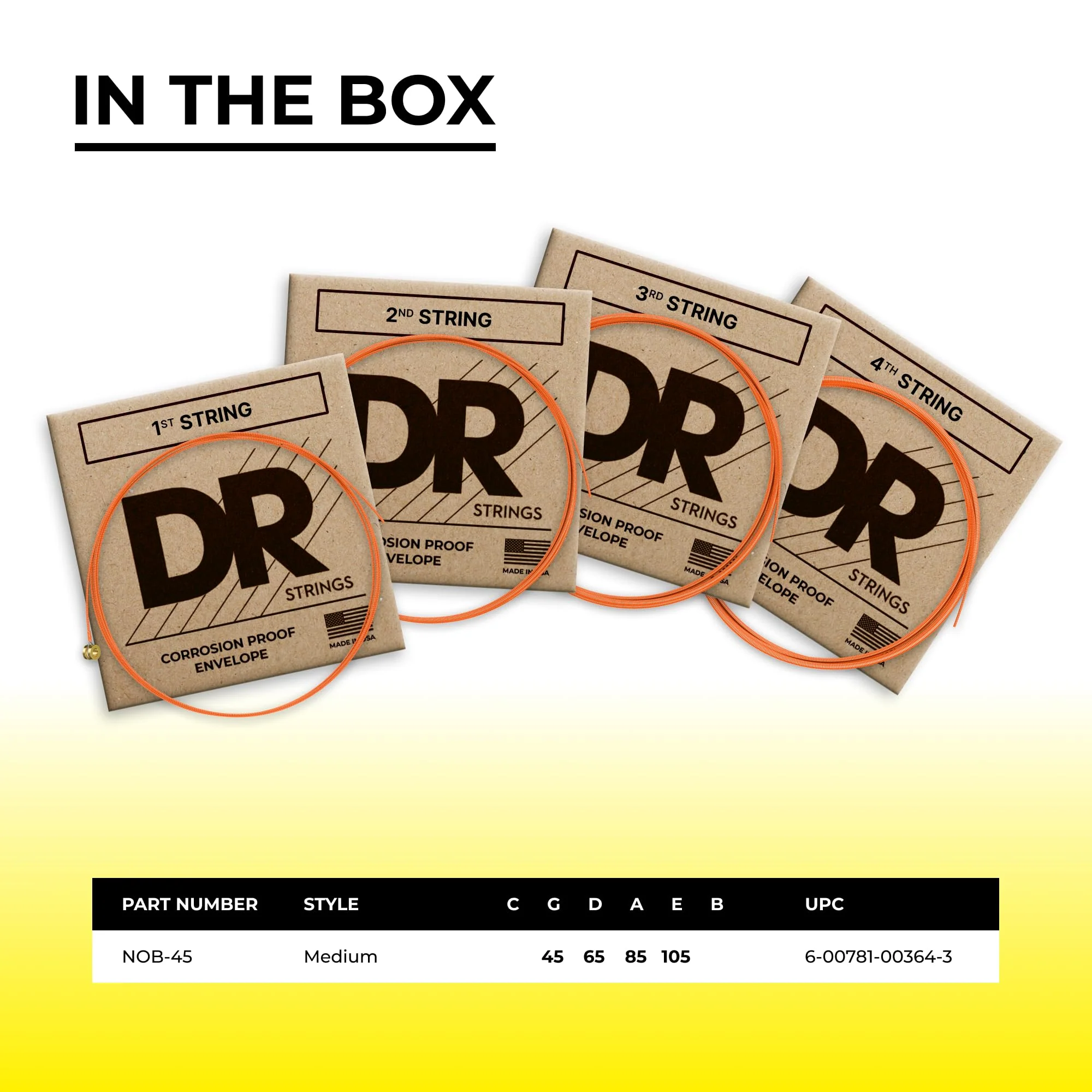 DR Strings HI-DEF NEON Bass Guitar Strings (NOB-45) - Image 5