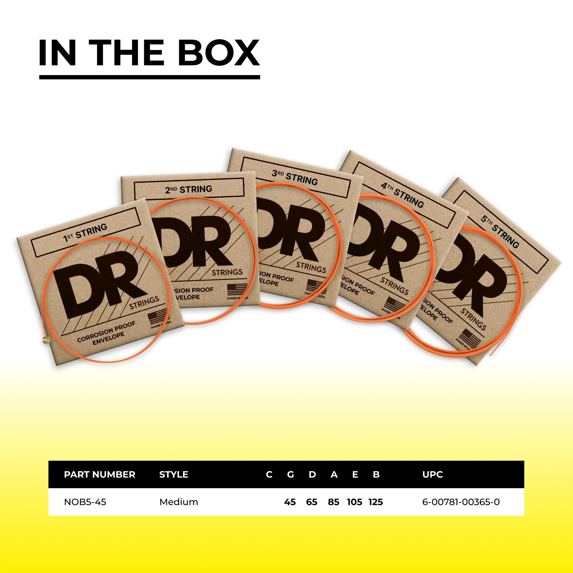 DR Strings HI-DEF NEON Bass Guitar Strings (NOB5-45) - Image 4
