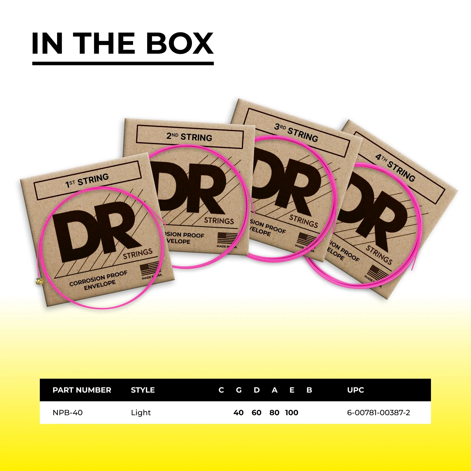 DR Strings HI-DEF NEON Bass Guitar Strings (NPB-40) - Image 4