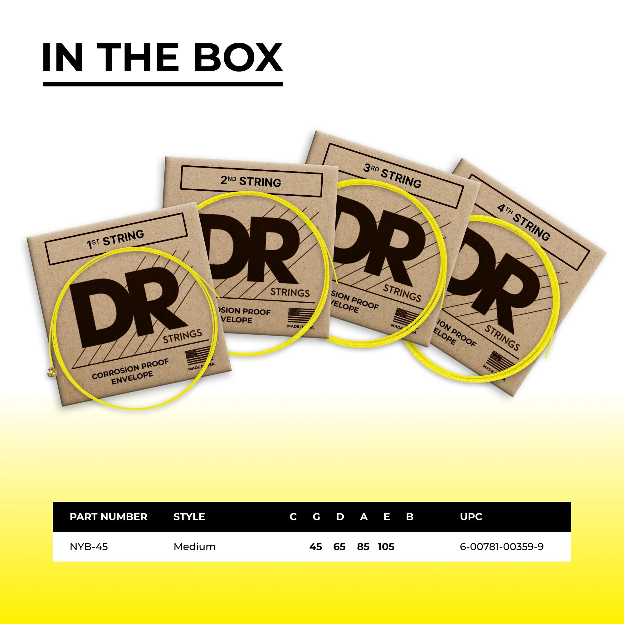 DR Strings HI-DEF NEON Bass Guitar Strings (NYB-45) - Image 4