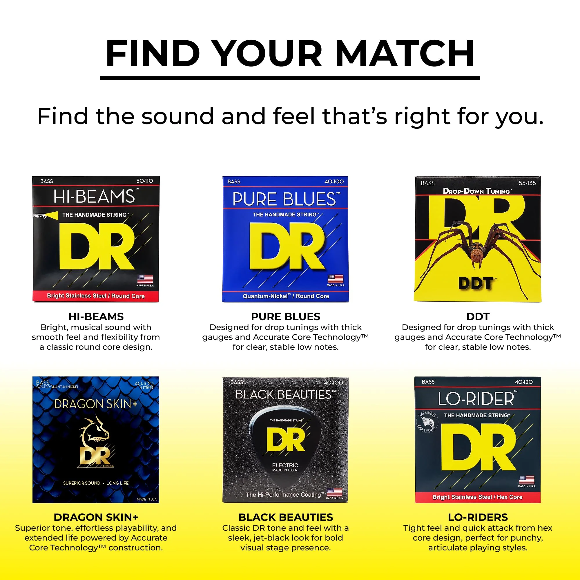 DR Strings LEGEND - Polished Flatwound Stainless Steel Bass Strings: 5-String Medium 45-125 String Bass - Image 7