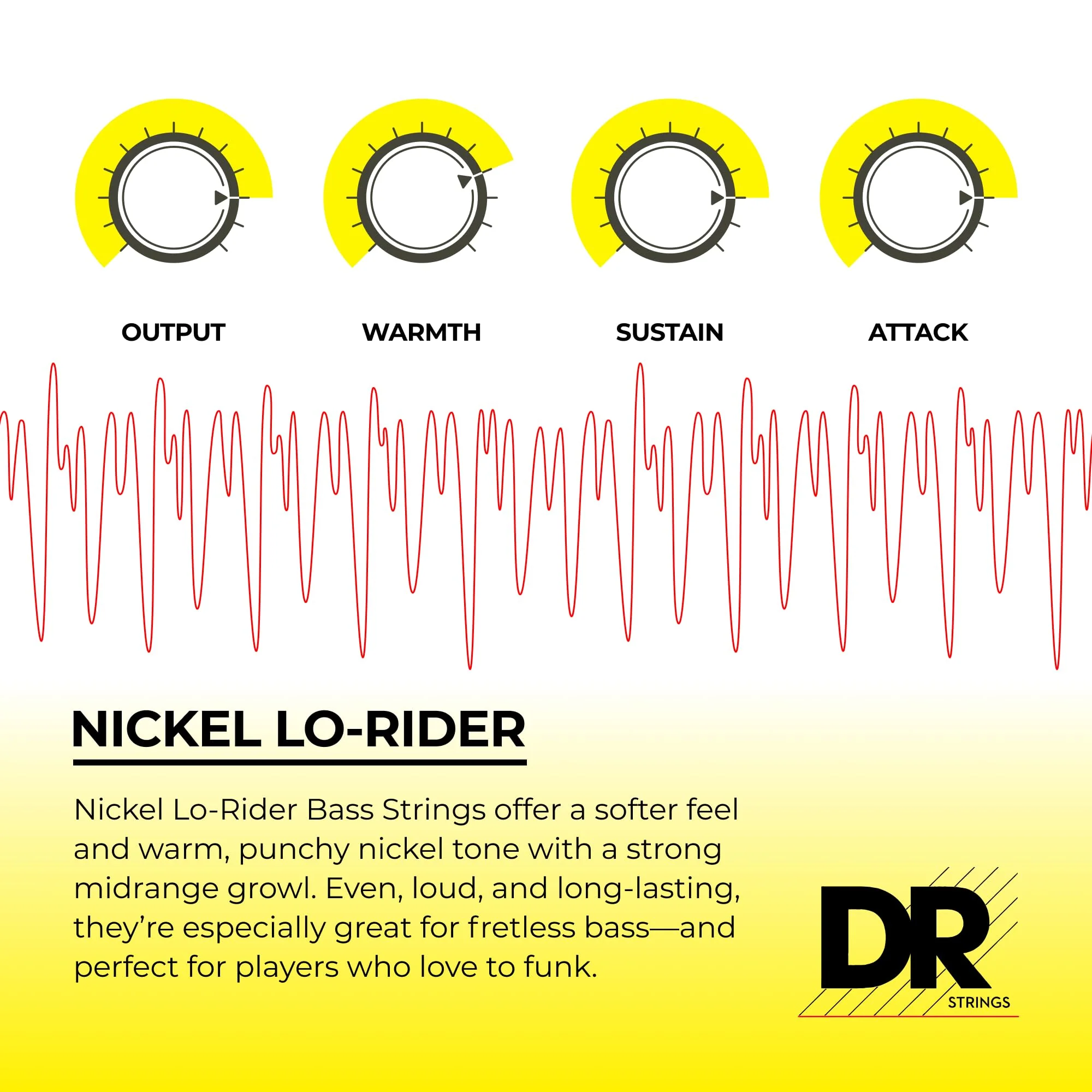 DR Strings Nickel Lo-Rider - Nickel Plated Hex Core Bass 40-100 (NLH-40) NICKEL LO-RIDER™: Light 40-100 - Image 3