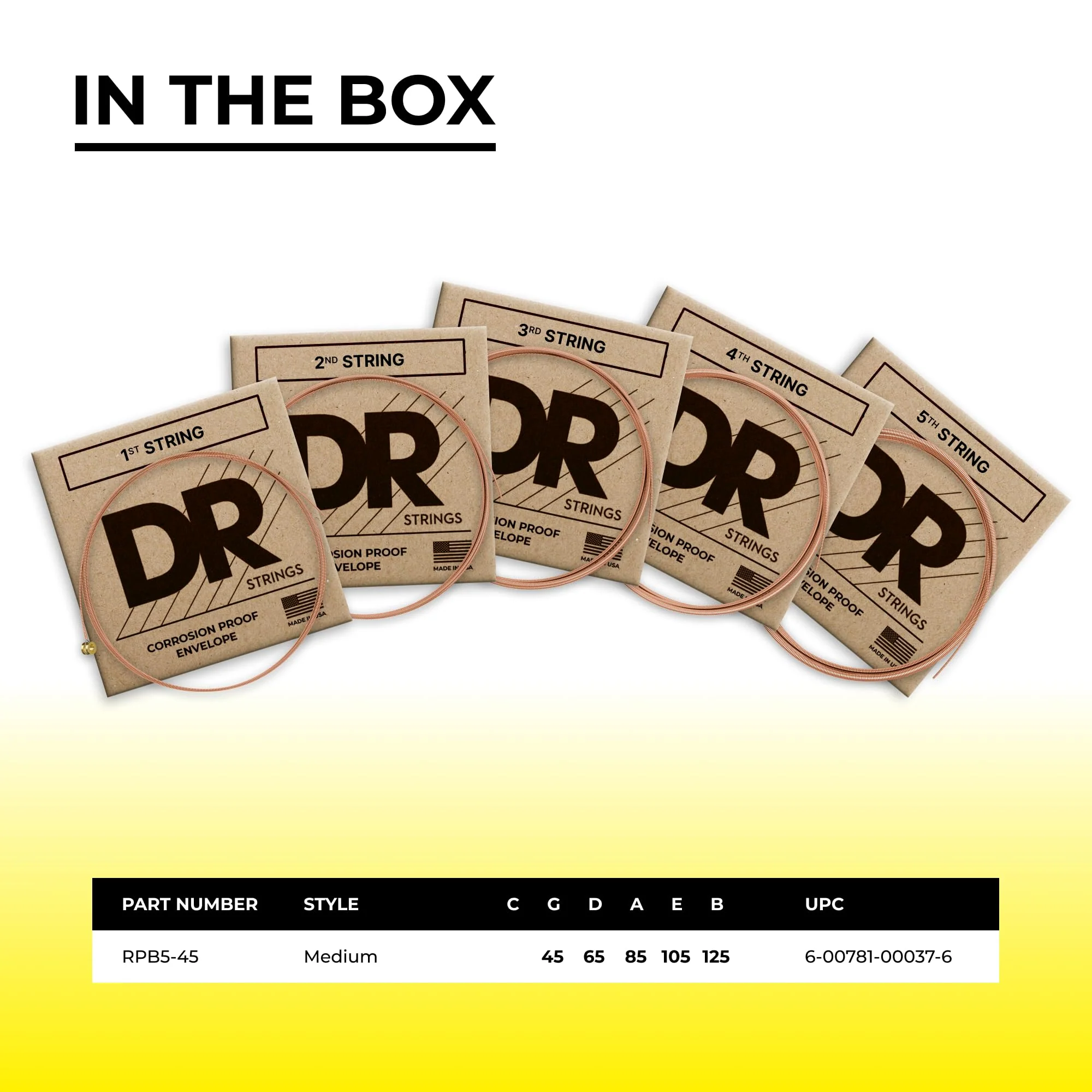 DR Strings Rare- Phosphor Bronze Acoustic5 String Bass 45-125 - Image 4