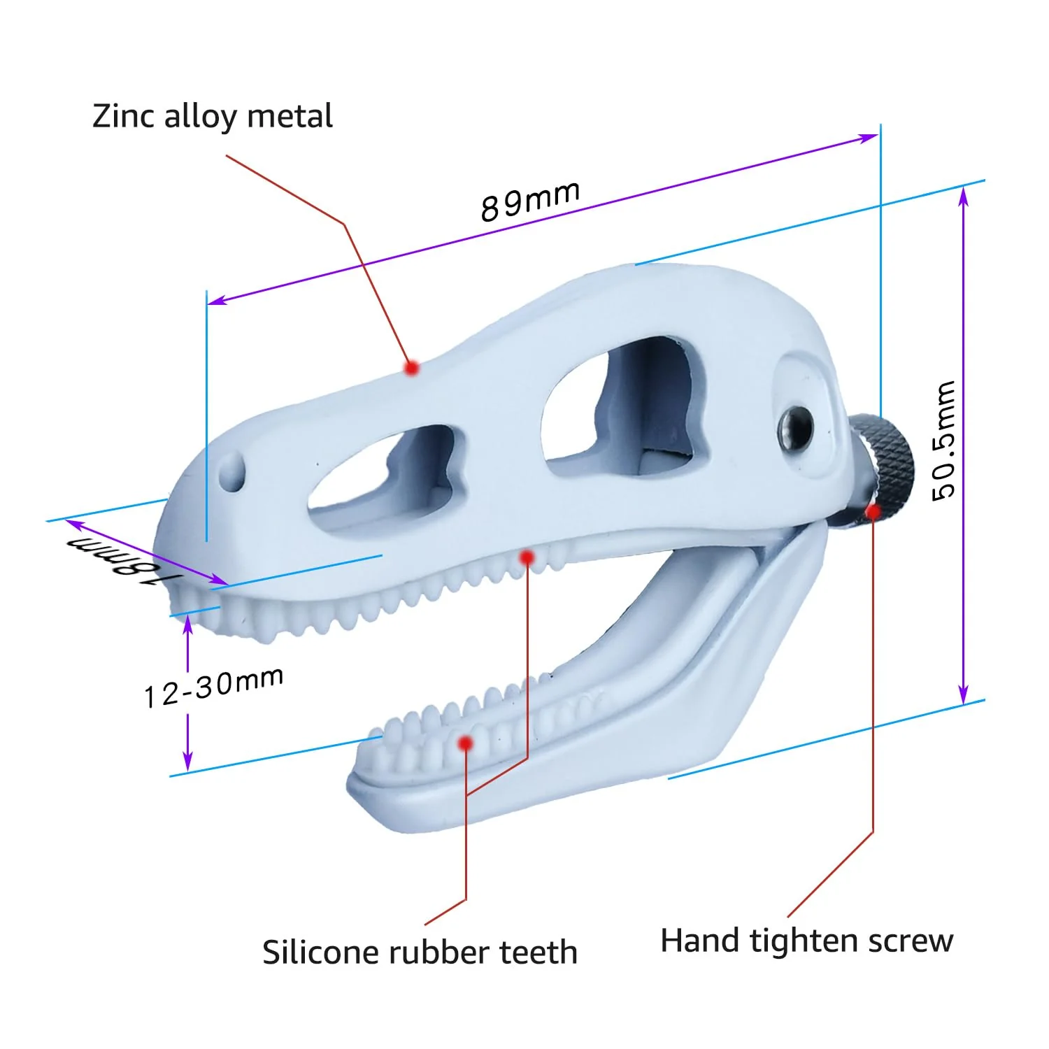 Dragon Skull Guitar Capo - Zinc Alloy Clamp with Silicone Teeth, Universal Adjustable Capo for Acoustic/Electric Guitars, Bass, Ukulele | Non-Slip Design, No Buzzing, Tyrannosaurus Head Shape (White) White - Image 7