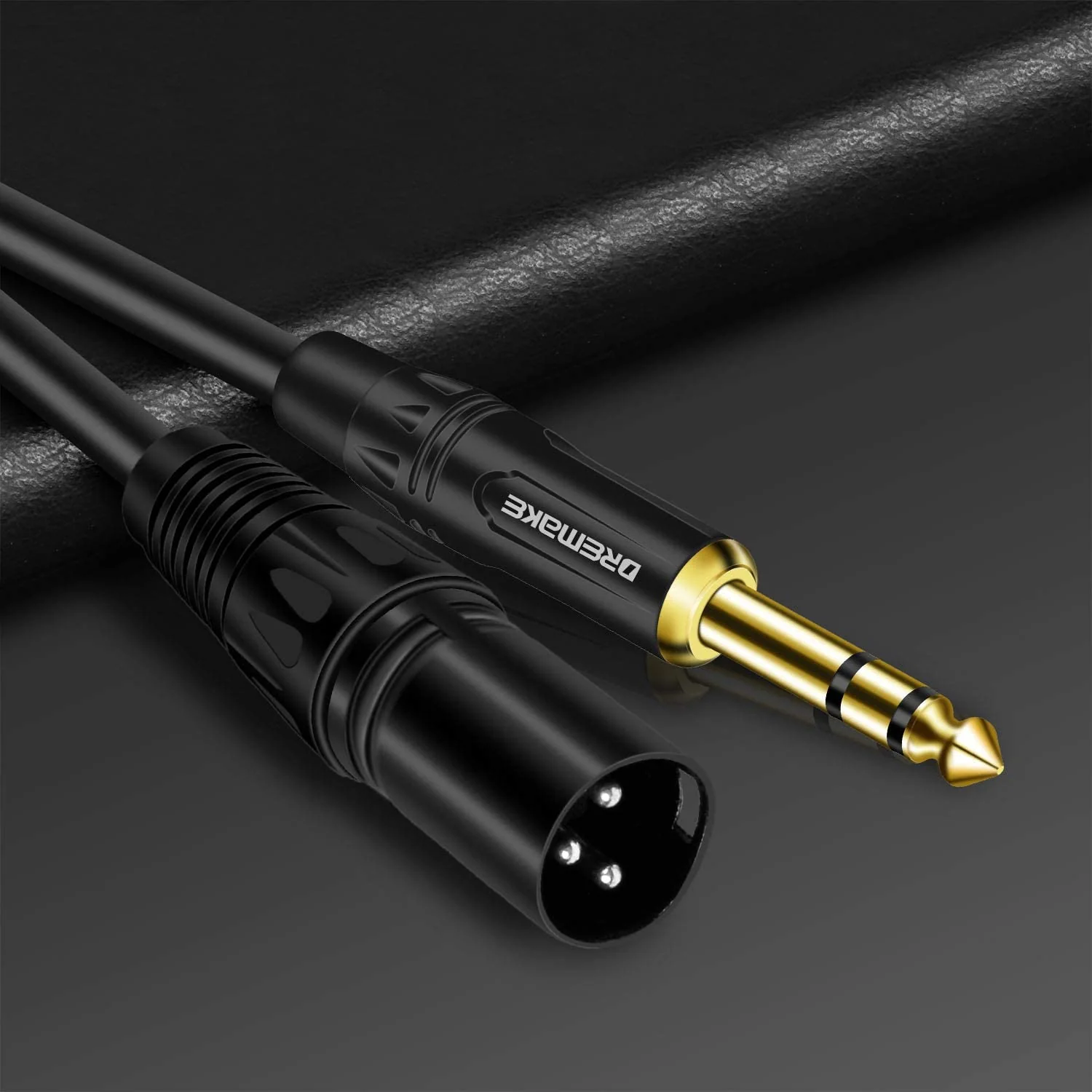 DREMAKE 50 FT 6.35 mm 1/4 Inch TRS Male to XLR Male Audio Stereo Mic Cable Gold Plated 1/4 Inch Male to XLR Male Balanced Cable for Microphones, Speakers, Stage, DJ and More - Black 50FT/15M - Image 4