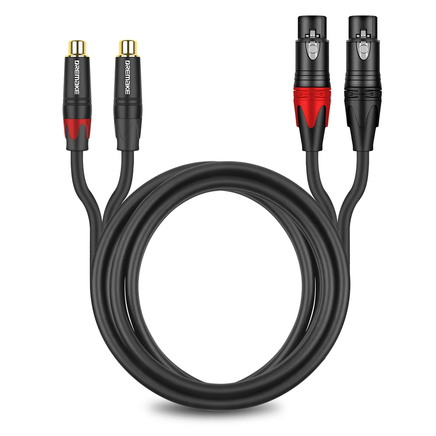 DREMAKE RCA to XLR Cable 10FT, 2RCA Female to 2XLR Female Audio Extension Cord, Unbalanced Female XLR to Female RCA Extender Speaker Cable for Amplifier, Mixing Board, Subwoofer, DJ Controller - 3M 10FT/3.0M - Image 6