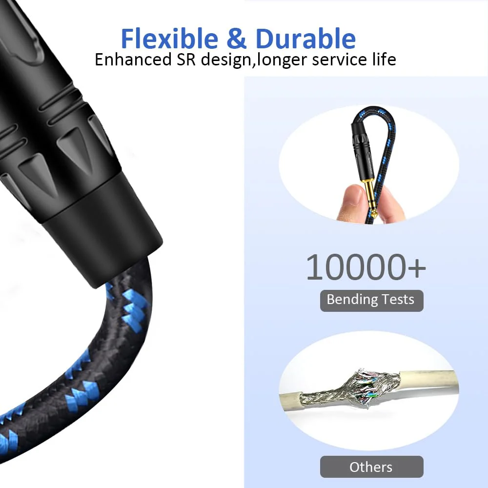 DREMAKE TRS 1/4 Inch to XLR Cable, XLR 3-Pin Female to Quarter Inch Male Patch Balanced Cord, 40FT XLR to Jack 6.35mm TRS Signal Interconnect Cable for Power Amplifier, Speaker System, Audio Console - Image 3
