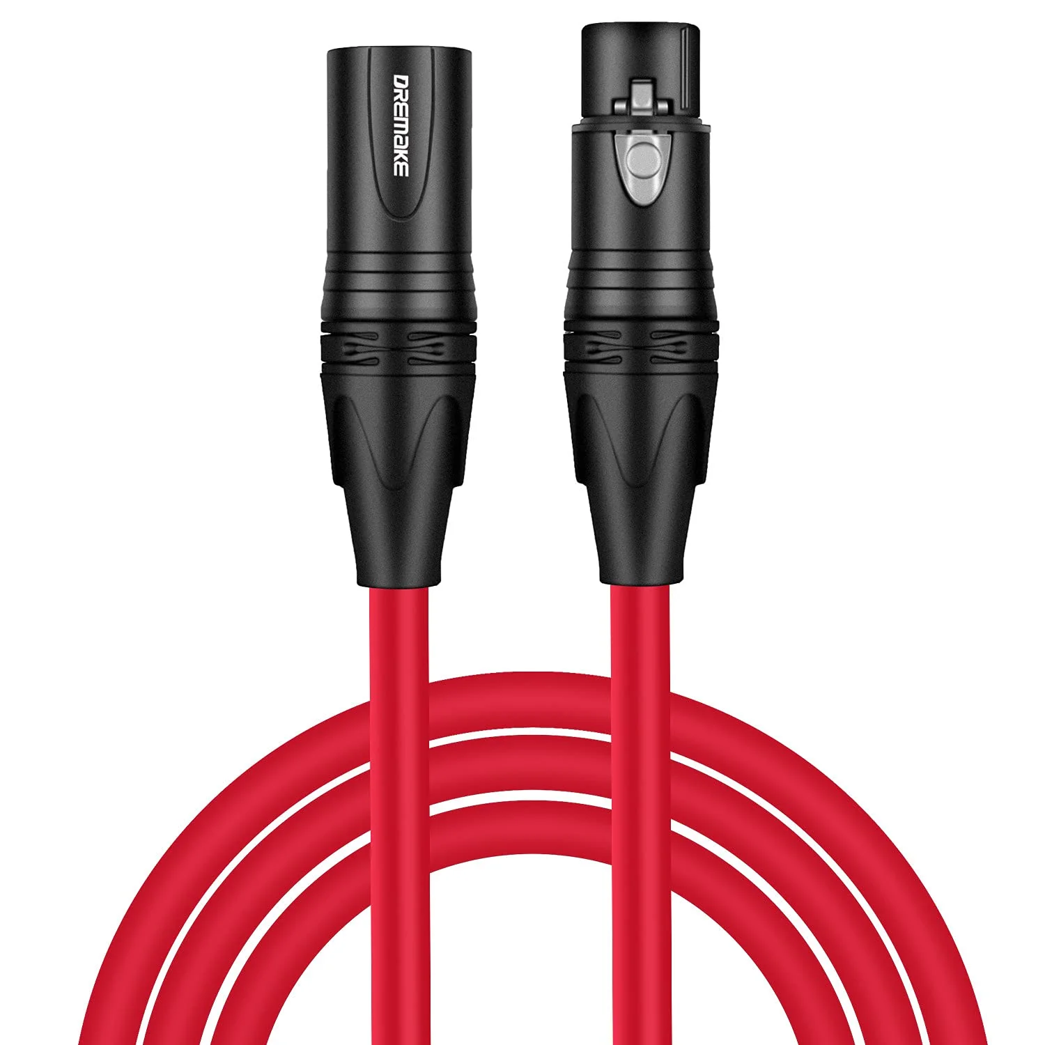 DREMAKE XLR Instrument Microphone Audio Extension Cord 33FT Balanced 3 Pin Male to Female Mic Cable - Red 33FT/10M