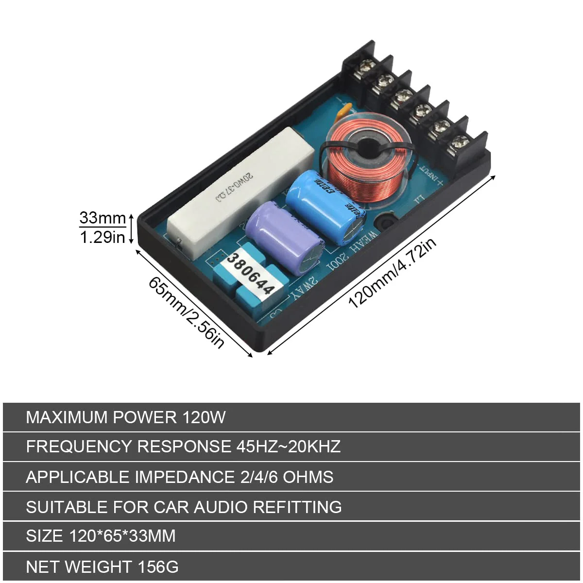DriSentri 2 Way Crossover for Speaker, WEAH-2001 2pcs Speaker Frequency Divider 2 Way Car Audio Speakers Two Crossover Divider Crossover Filter - Image 2