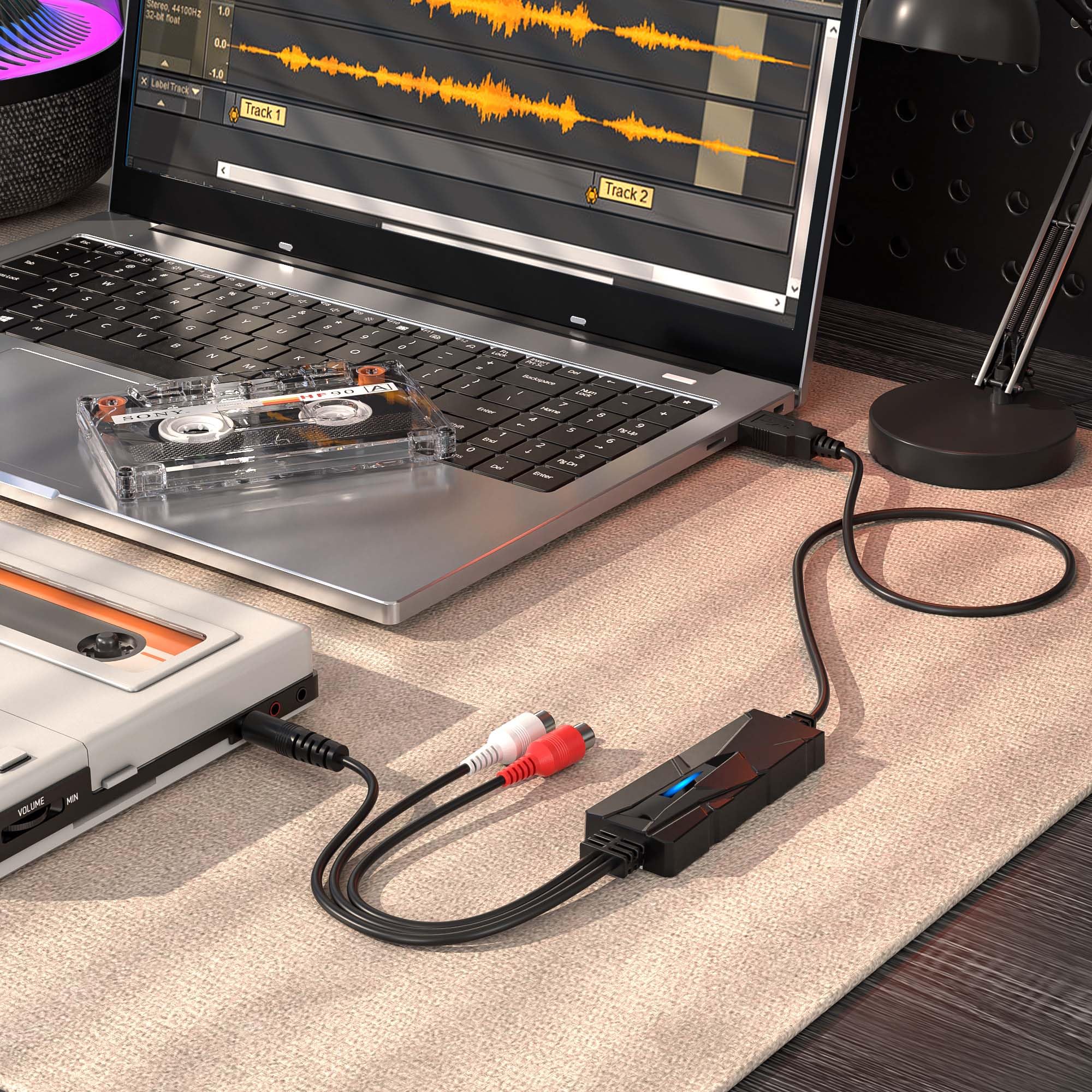 DriverGenius AudioXfer Series | USB Audio Capture Card Device | Convert Analog Cassette Audio to Digital MP3 with 3.5mm/RCA Inputs | Compatible with PC, Mac & Linux (AV202-B, 1-Pack) USB-A - Image 2