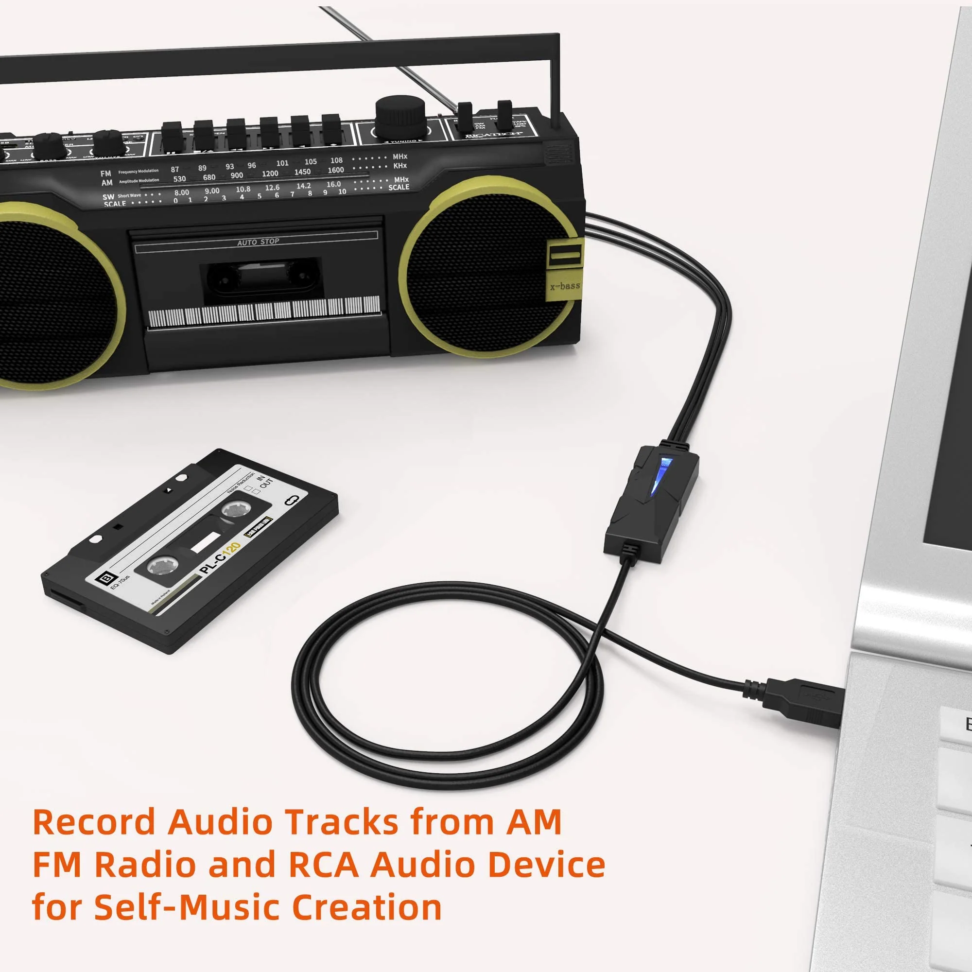 DriverGenius AV202-B USB-C Audio Capture Grabber Card Device, with LED Indicator, Analog Cassette to Digital MP3 Converter, Compatible for Windows 11 and macOS - Image 5
