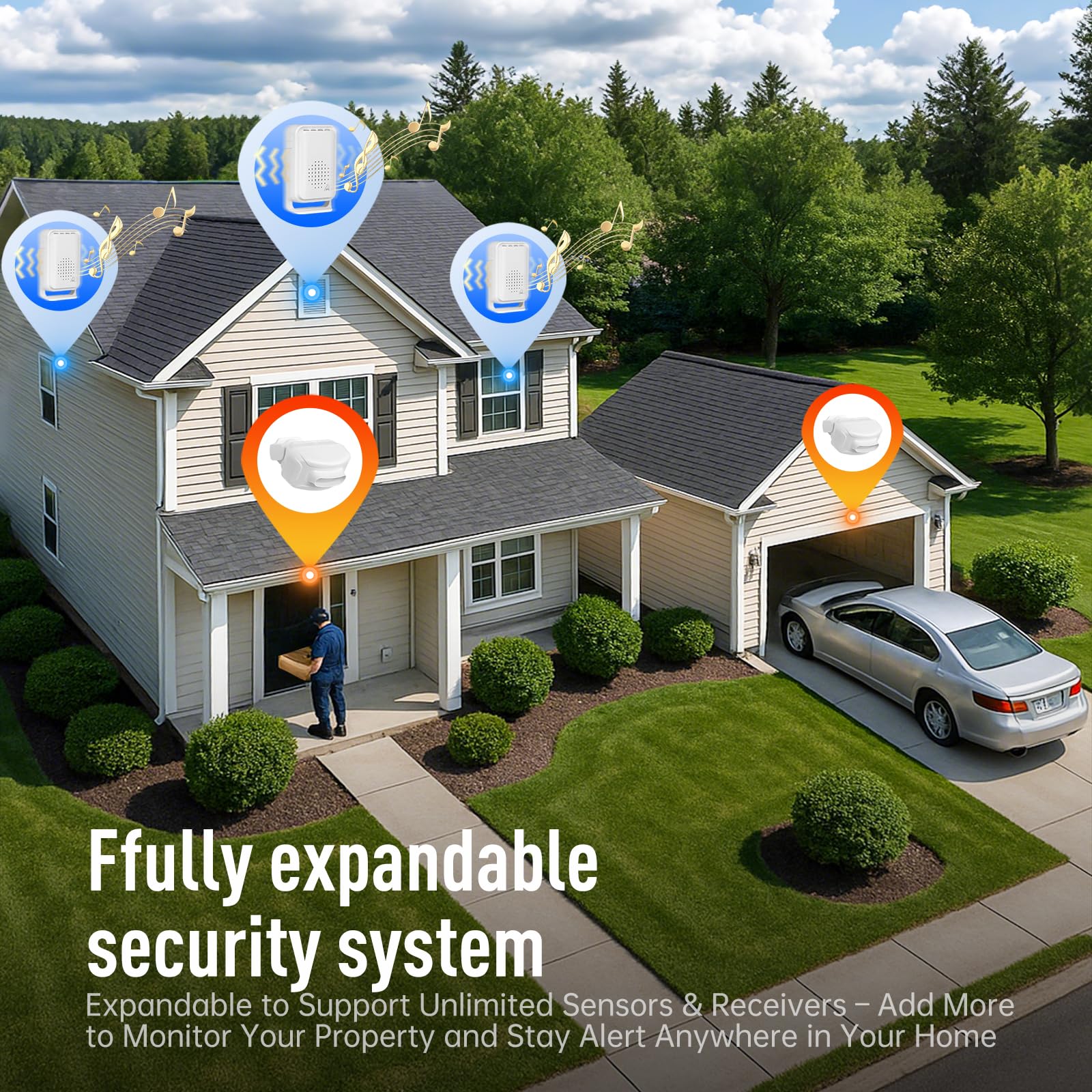Driveway Alarm – 1200 ft Range Wireless Outdoor Motion Sensor, Dual-Tech PIR + Microwave, 17 Chimes, IP64 Weather-Resistant, Mute & Vibration (1 Receiver+ 1 Sensor) 1 Receiver+ 1 Sensor - Image 3