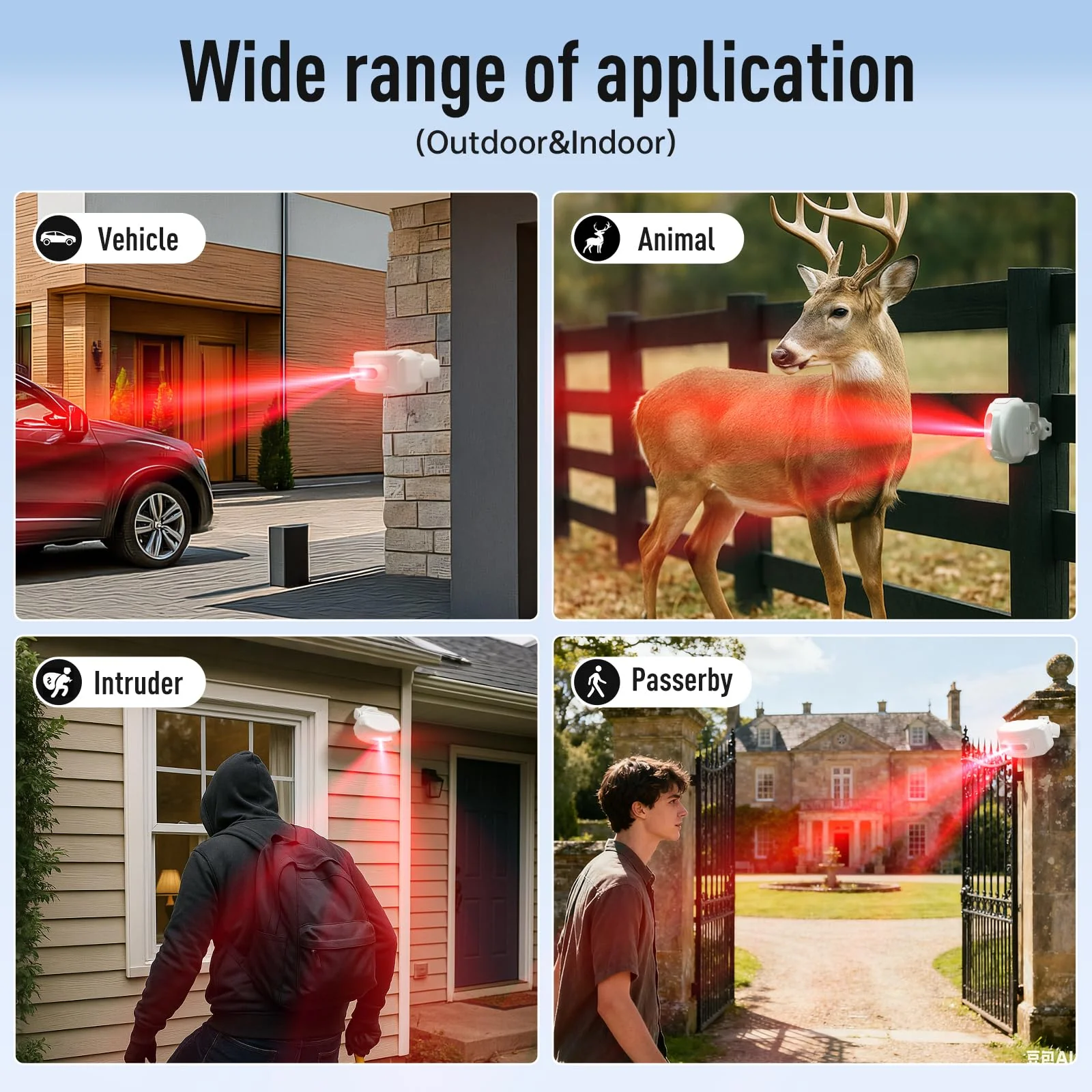 Driveway Alarm – 1200 ft Range Wireless Outdoor Motion Sensor, Dual-Tech PIR + Microwave, 17 Chimes, IP64 Weather-Resistant, Mute & Vibration (1 Receiver+ 1 Sensor) 1 Receiver+ 1 Sensor - Image 6