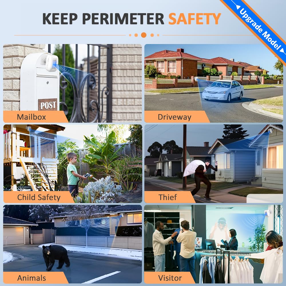 Driveway Alarm Motion Sensor - Driveway Alarms Wireless Outside Weatherproof Motion Detector Presence Outdoor Sensor Door Alarm Home Security System Gate Mailbox Alert 1 Receiver and 2 Sensors - Image 3