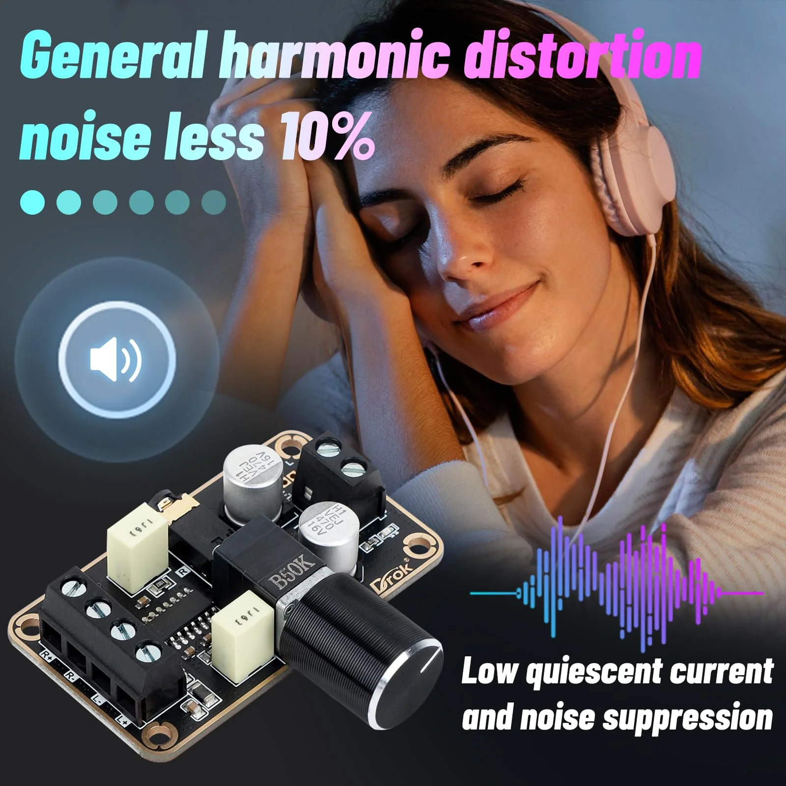 DROK Audio Amplifier Board, 5W+5W Mini Amplifier Board PAM8406 DC 5V Digital Stereo Power Amp 2.0 Dual Channel Class D Amplify Module for Speaker Sound System DIY - Image 5