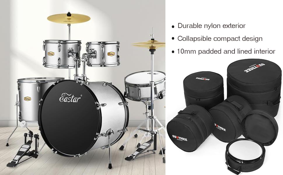 Drum Bag For Snare 14"x5.5"/14"x6.5", 10mm Thick Padded Travel Drum Case 14"x5.5"/14"x6.5" Snare Drum - Image 5