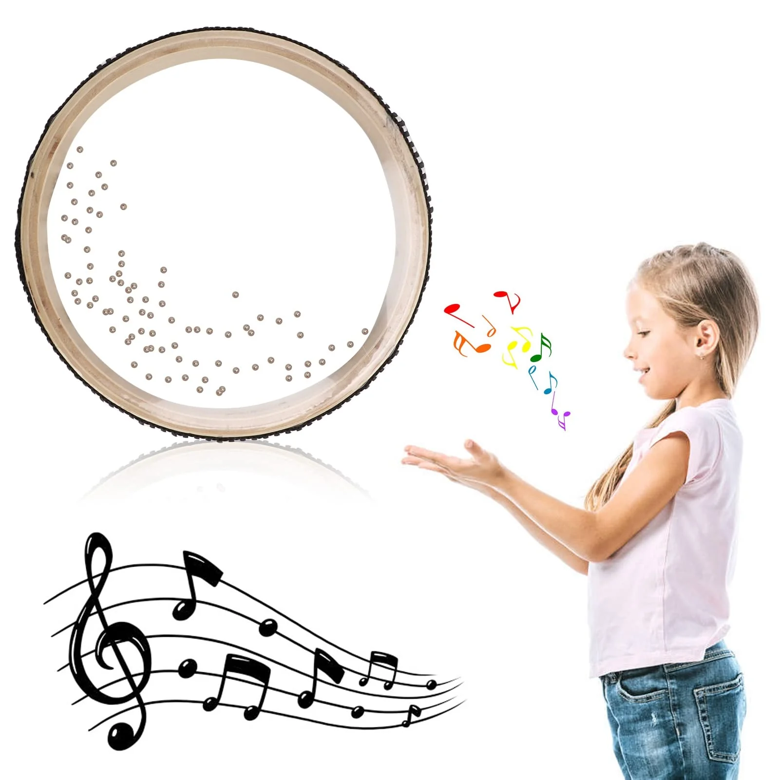 Drum, Colour Transparent Drum Maple Bead Drums Musical Instrument Percussion - Image 3