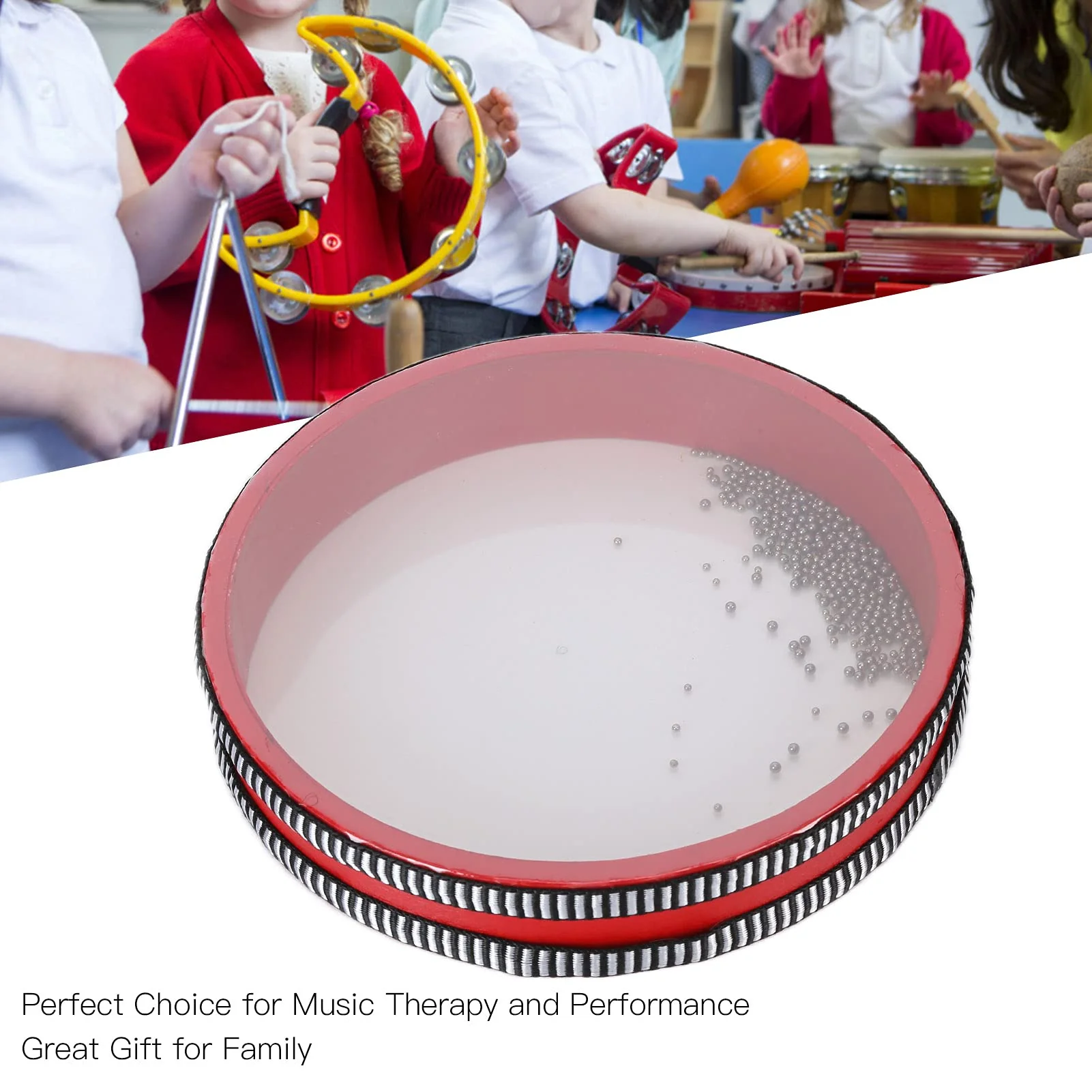 Drum, Iron Sand Soft Waves Drum, Percussion Sea Drum with Fillable Sealing Port and Hardwood Shell Light Rhythm Sea Drum - Image 3