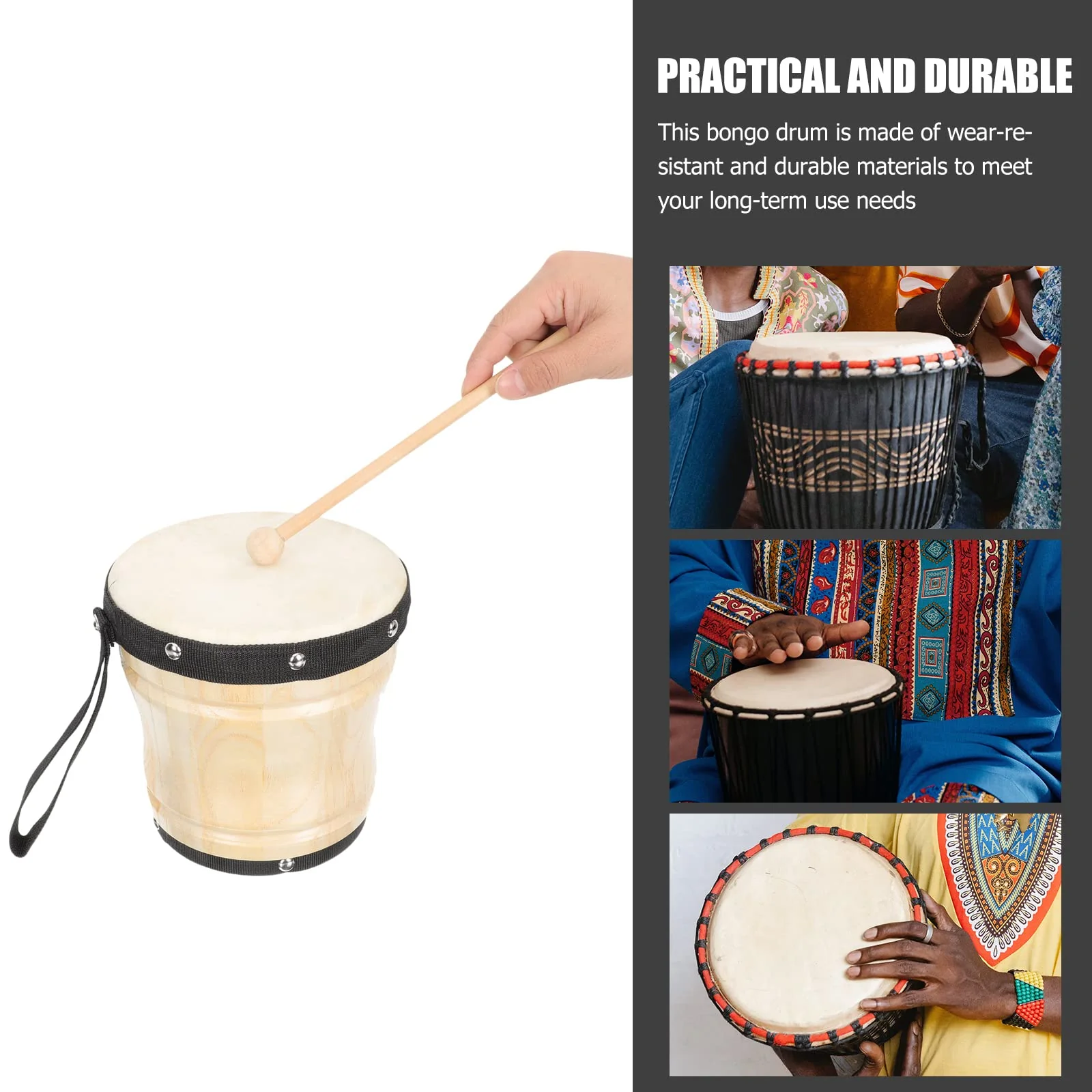 Drum Kit Drum Kit Kids s Congas 1 Set Professional Percussion Instrument Simple Sheepskin Conga Bongos - Image 5