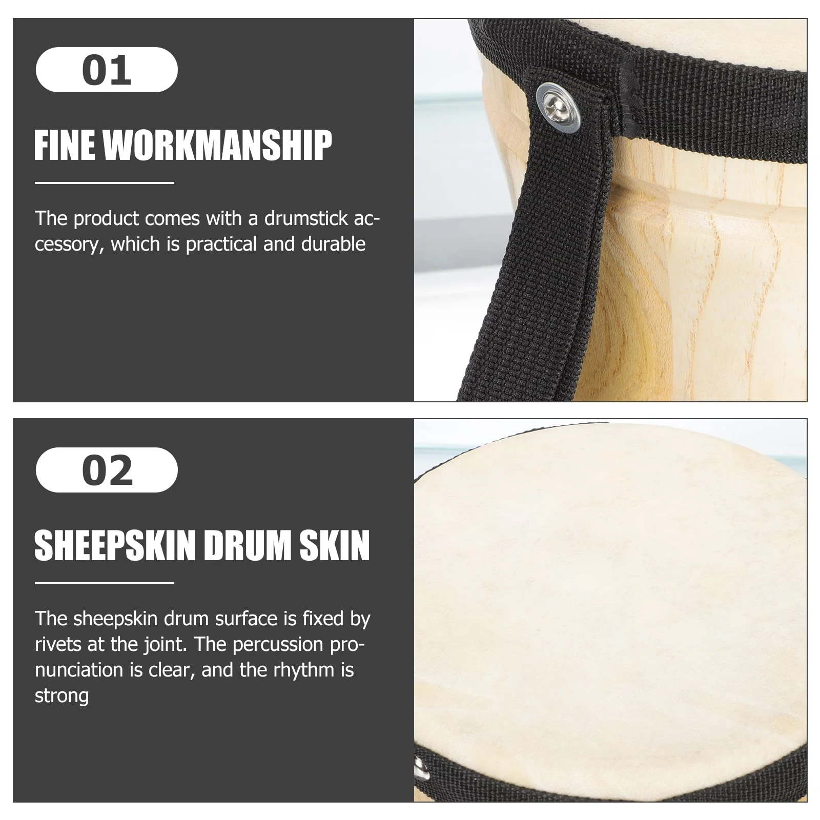 Drum Kit Drum Kit Kids s Congas 1 Set Professional Percussion Instrument Simple Sheepskin Conga Bongos - Image 6