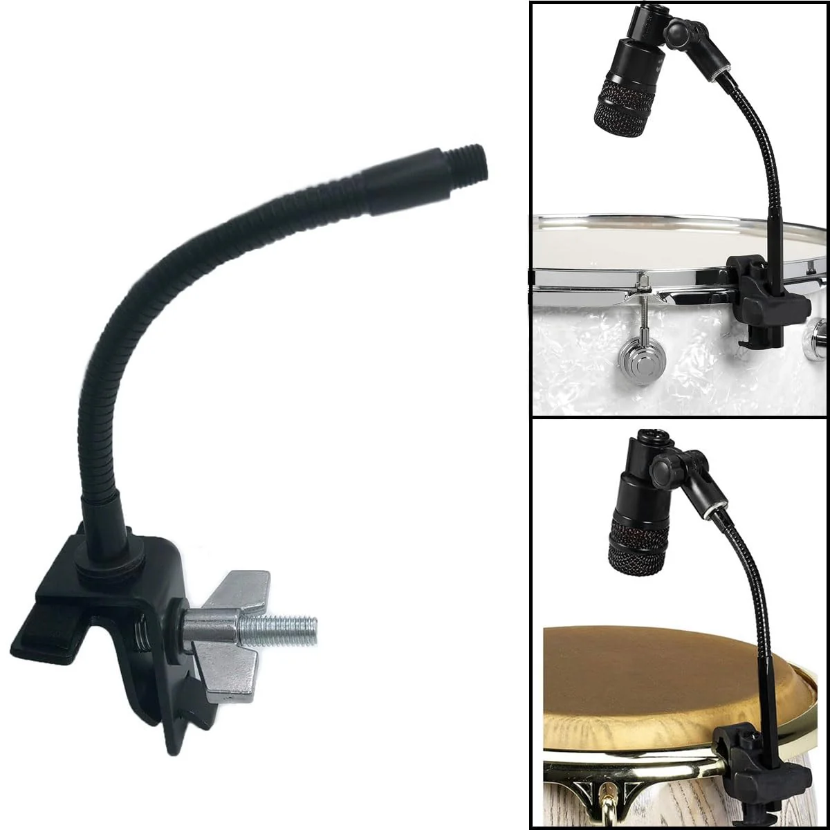 Drum Rim Microphone Clamp Percussion Microphone Mount Attachment for Drum Set Bass Drum Hoop, Drum Microphone Clip Holder with Tension Rod - Image 5