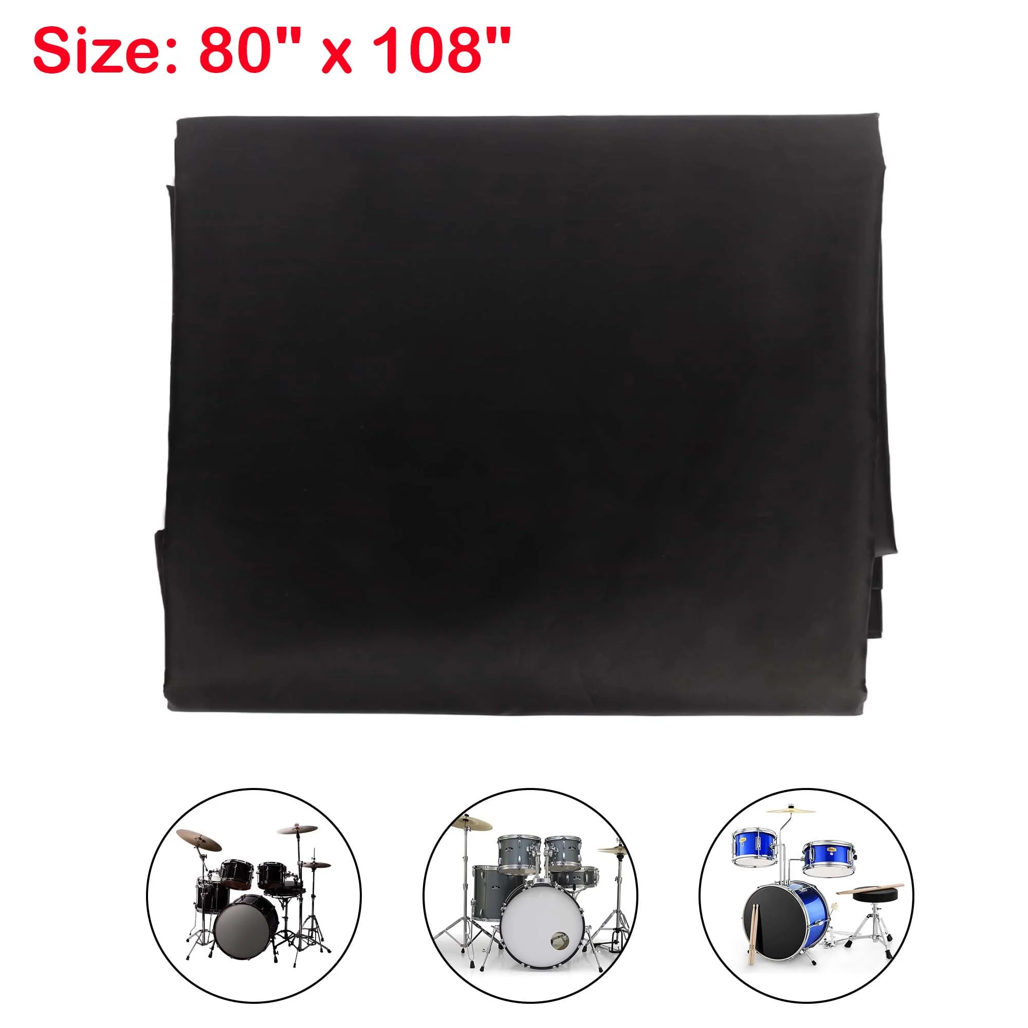 Drum Set Dust Cover, Waterproof Drum Cover 80 x 108 Inch Dust Cover with Sewn-in Weighted Corner Large Drum Shield for Electric Drum Accessories Musical Instruments, Black - Image 3