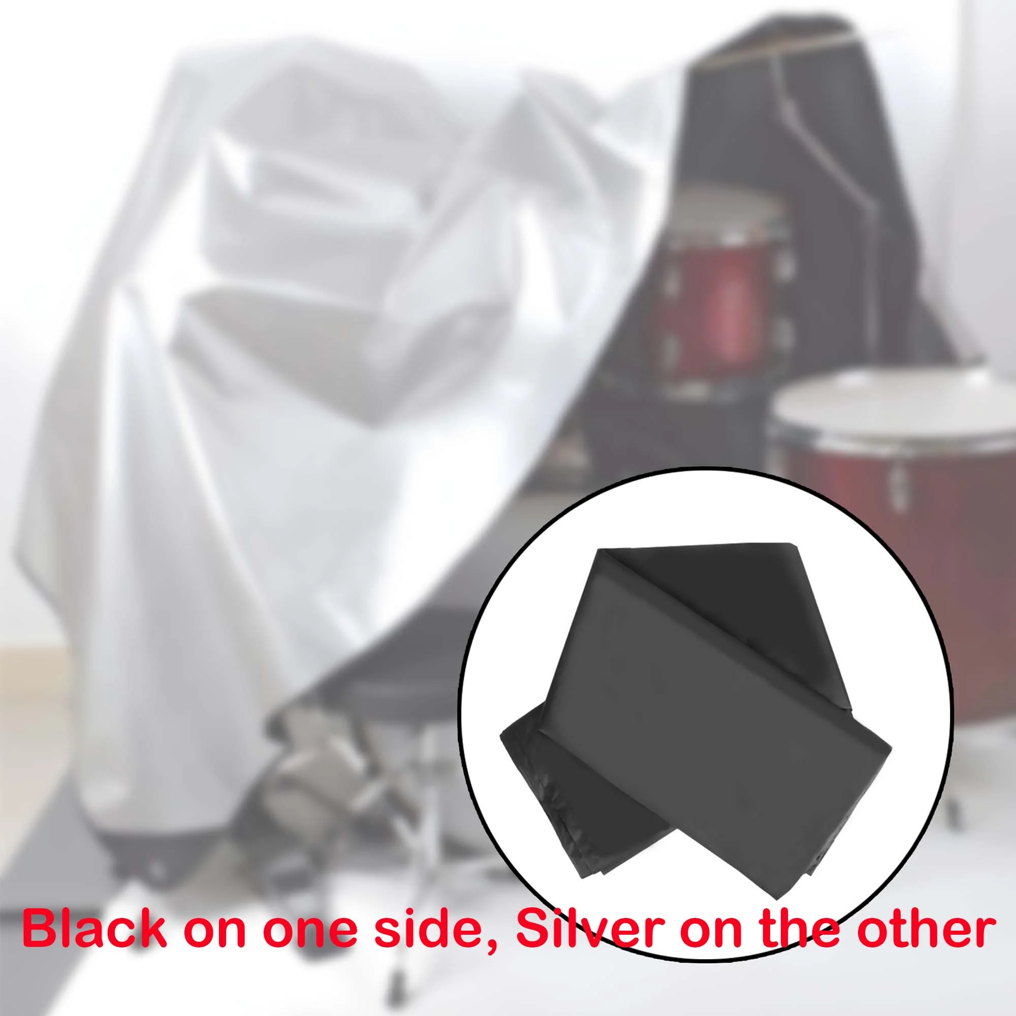 Drum Set Dust Cover, Waterproof Drum Cover 80 x 108 Inch Dust Cover with Sewn-in Weighted Corner Large Drum Shield for Electric Drum Accessories Musical Instruments, Black - Image 4