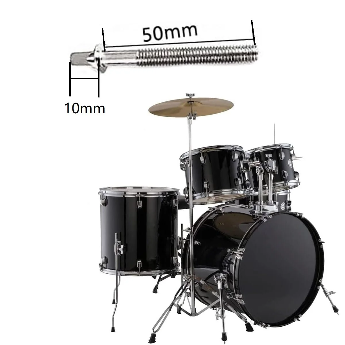 Drum Set Hardware 12-Pack Stainless Steel Drum Tight Screw Tension Rods for Percussion Instrument Parts (M6 x50mm) M6 x50mm - Image 5