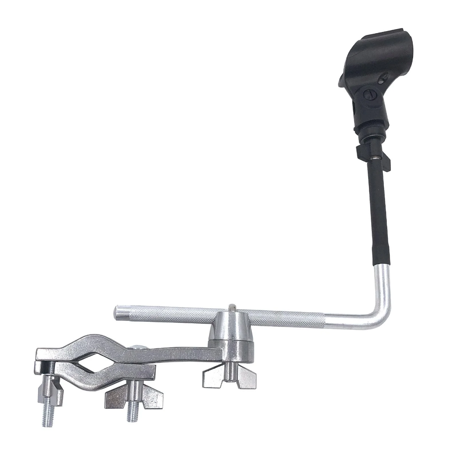 Drum Set Microphone Mount Holder, Drum Rack Mounting Clamp with L Shaped Mic Mount Arm Shock Mount Microphone Clip, Microphone Stand for Hi-Hat Cymbal Stand Percussion Drum Set