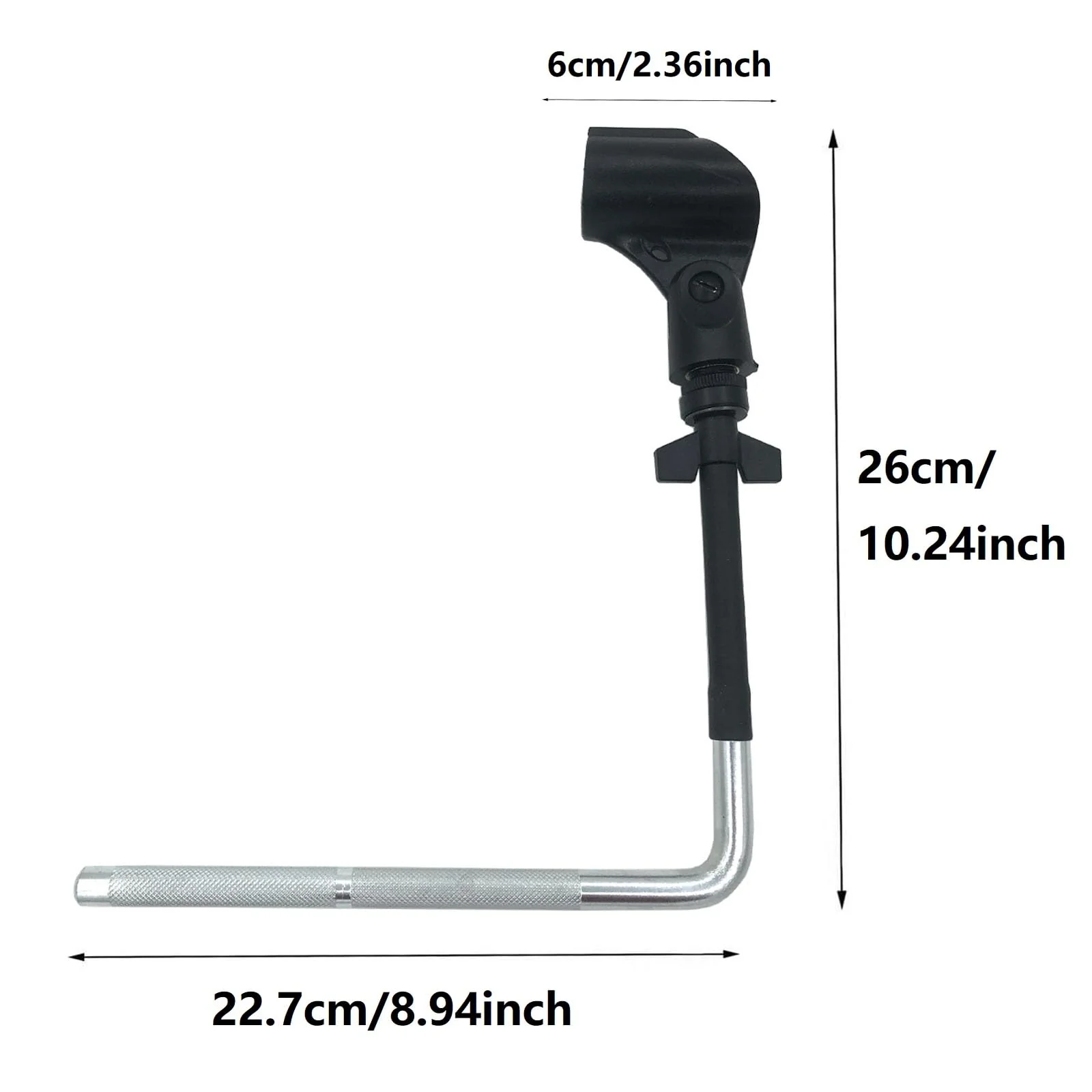 Drum Set Microphone Mount Holder, Drum Rack Mounting Clamp with L Shaped Mic Mount Arm Shock Mount Microphone Clip, Microphone Stand for Hi-Hat Cymbal Stand Percussion Drum Set - Image 6