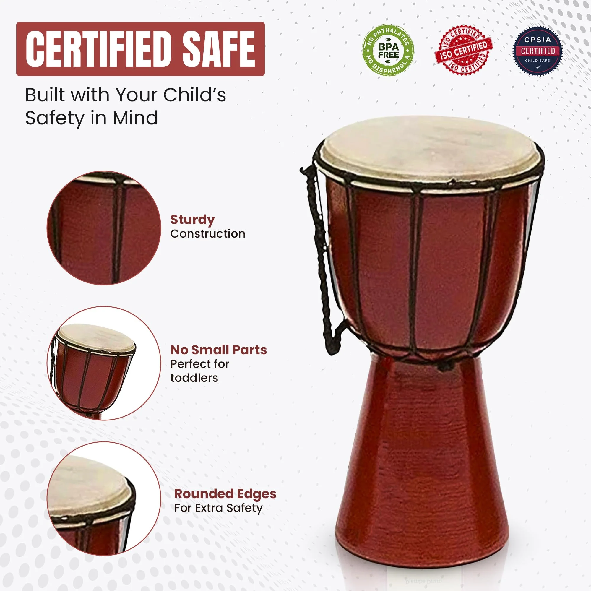 Drums Djembe Drum Djembe jembe is a Rope- goat skin Covered Goblet Drum Played by Hands West Africa style (4x8) Designed in the USA 4x8 - Image 7