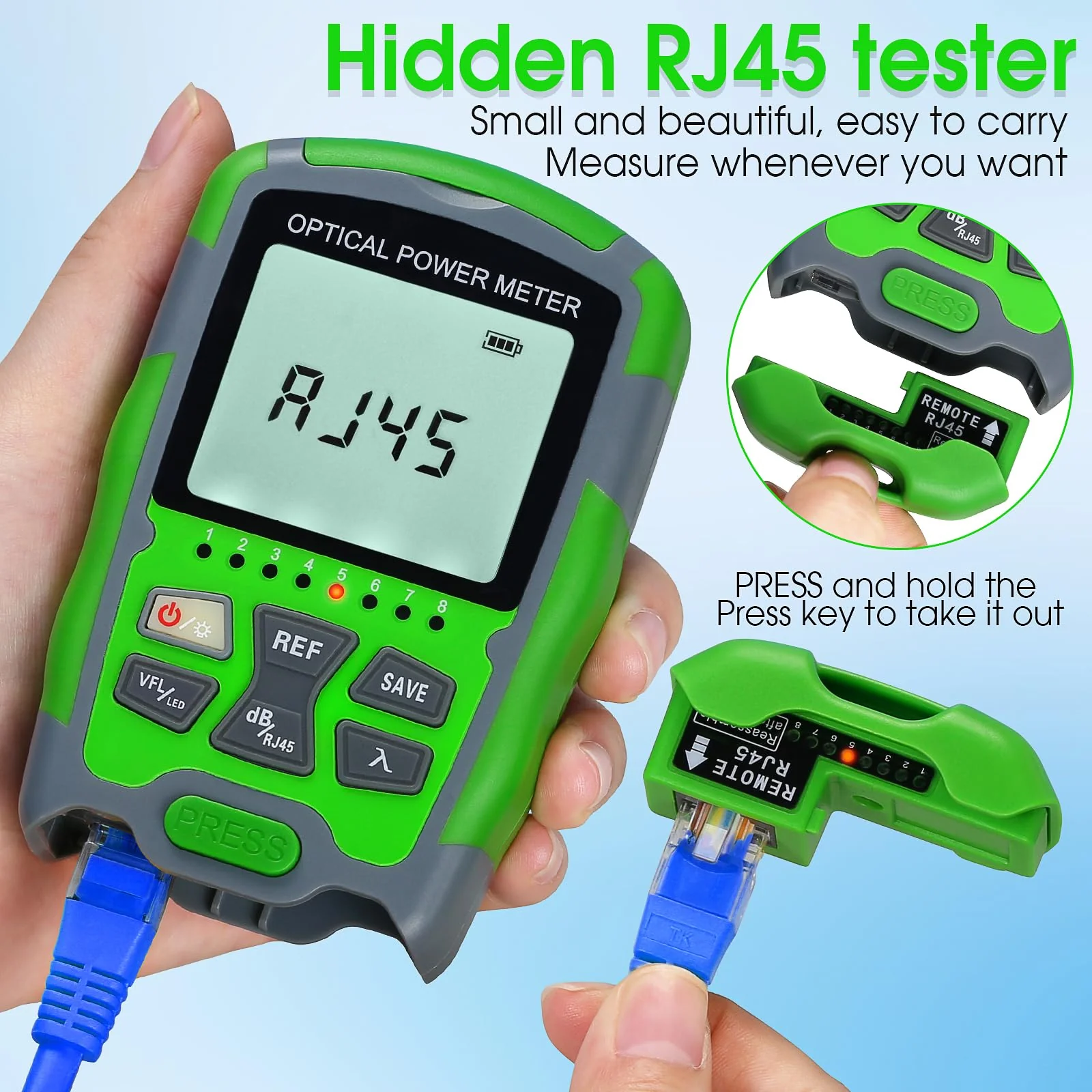 Dry Cell A-M70 OPM Portable Fiber Optic Power Meter Integrated Machine 50 (FC/SC/ST) & RJ45 Network Test Portable Fiber Optic Tester ‑70 to +10 1pc FC to LC Adapter - Image 3