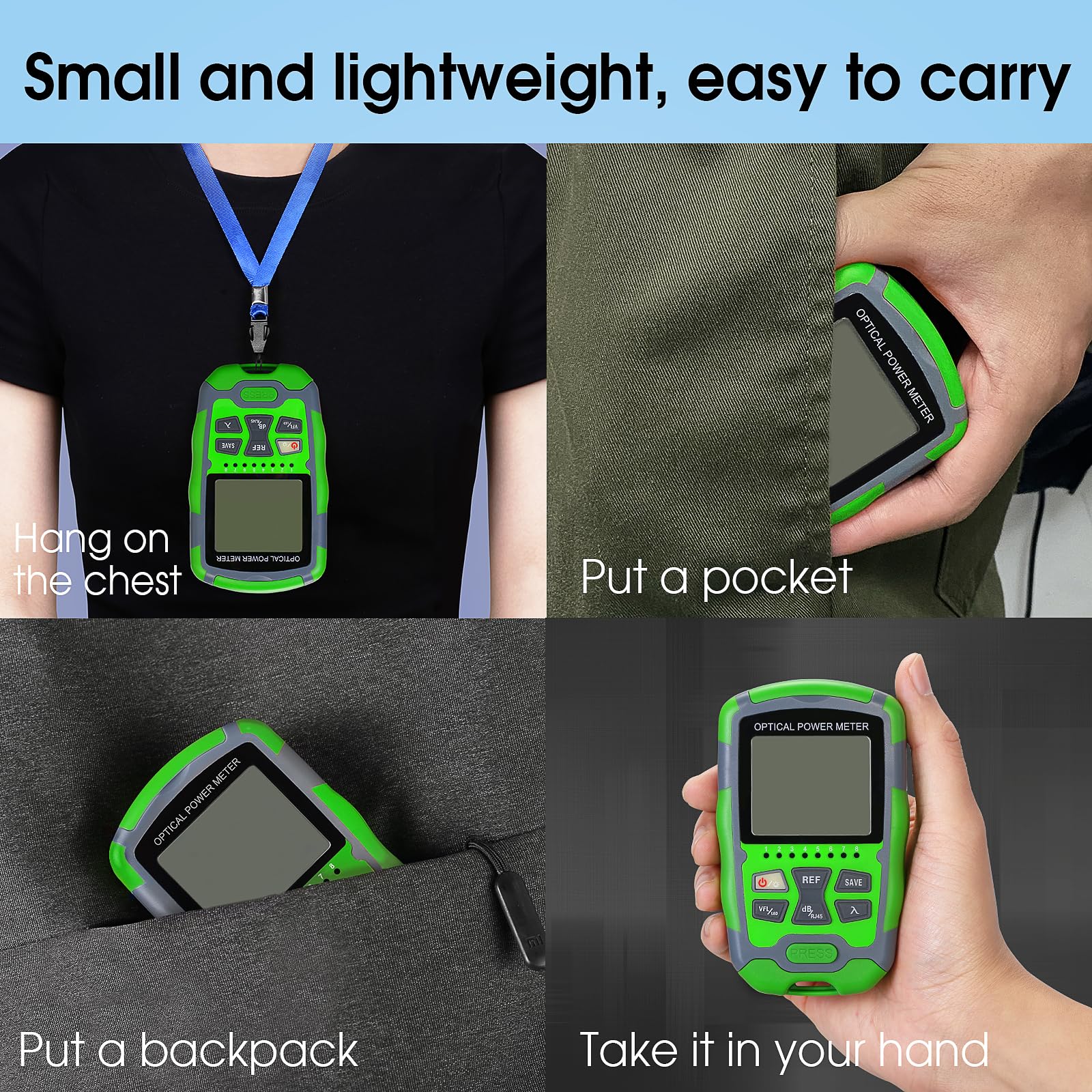 Dry Cell A-M70 OPM Portable Fiber Optic Power Meter Integrated Machine 50 (FC/SC/ST) & RJ45 Network Test Portable Fiber Optic Tester ‑70 to +10 1pc FC to LC Adapter - Image 4